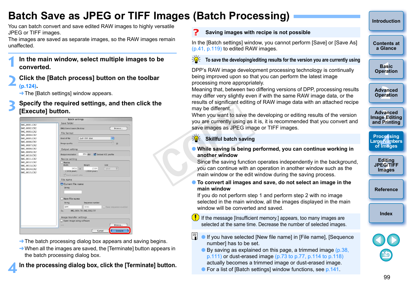 P.99, P.99), Multiple images | Cop y | Canon PowerShot G1 X User Manual | Page 100 / 150