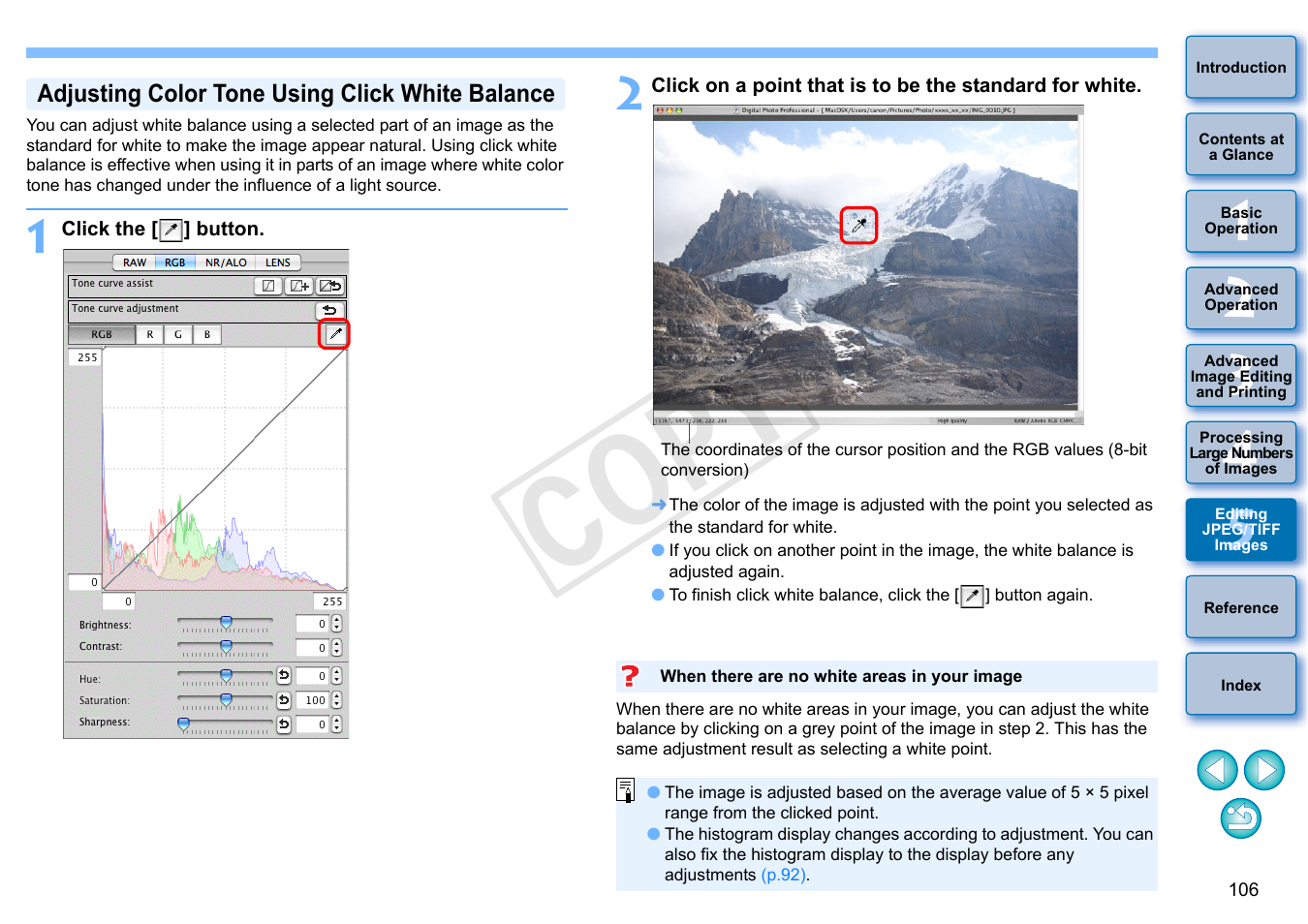 Adjusting color tone using click white balance, Cop y | Canon PowerShot G1 X User Manual | Page 107 / 150