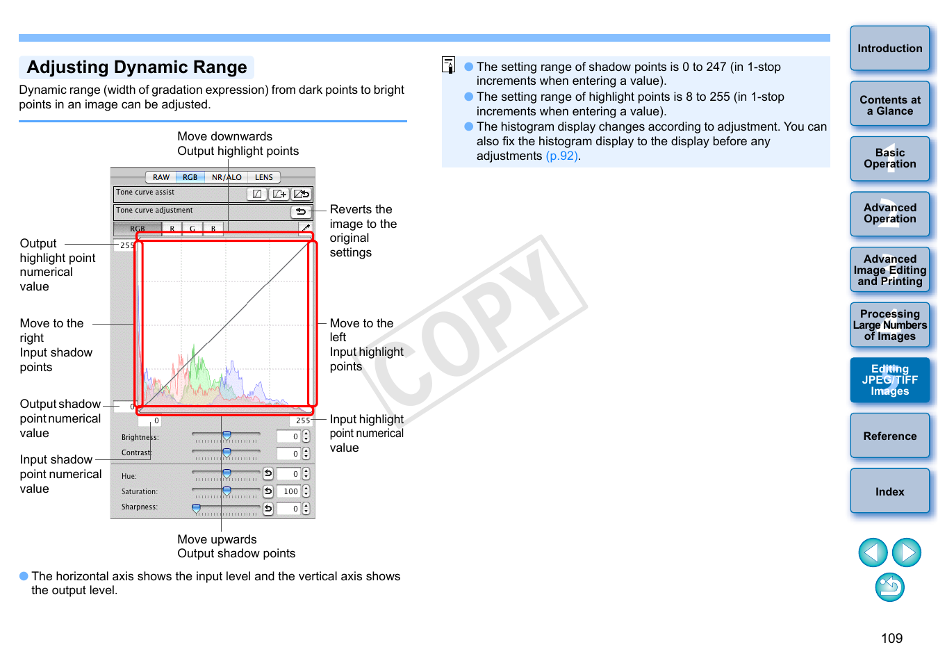 Adjusting dynamic range, Cop y | Canon PowerShot G1 X User Manual | Page 110 / 150