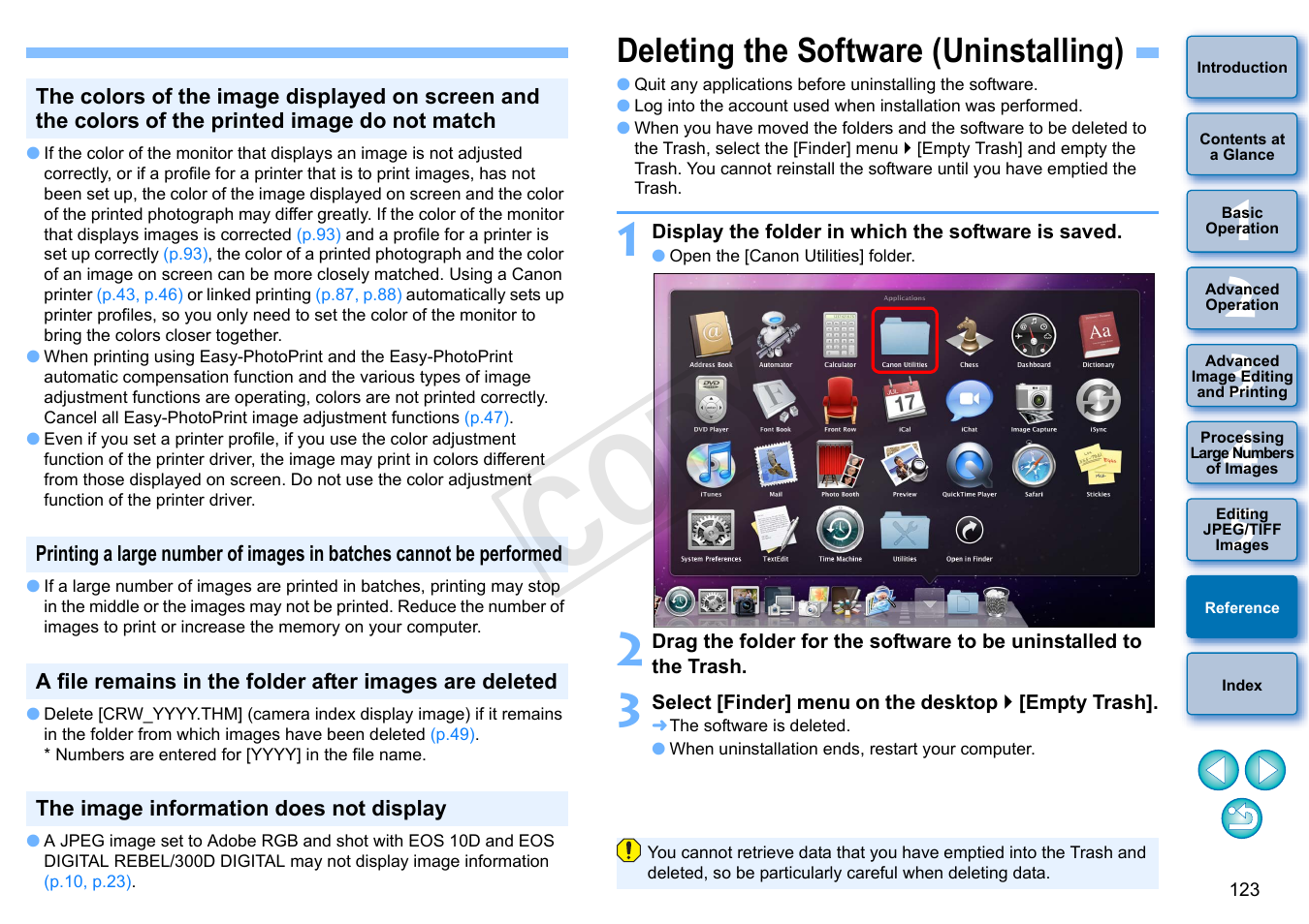 Deleting the software (uninstalling), Cop y | Canon PowerShot G1 X User Manual | Page 124 / 150
