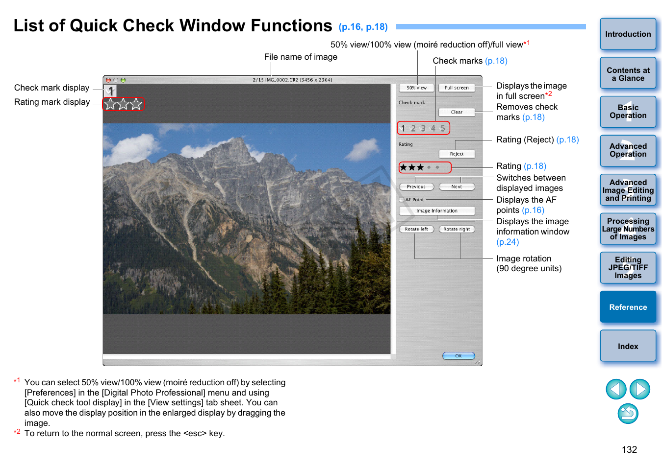 List of quick check window functions, P.132, 2, p.13 | 132, p, P.132), Cop y | Canon PowerShot G1 X User Manual | Page 133 / 150
