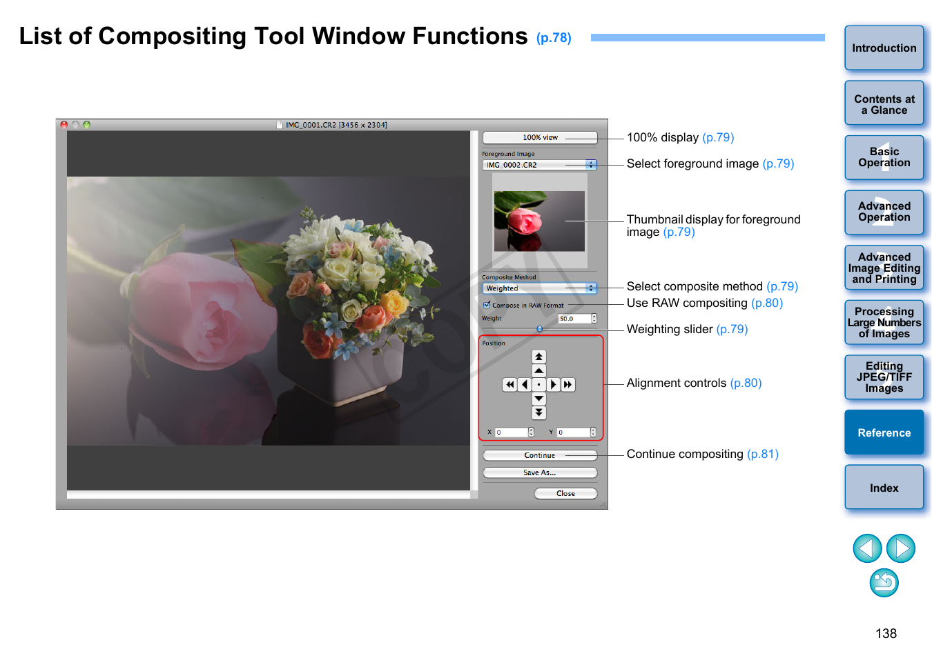 List of compositing tool window functions, Cop y | Canon PowerShot G1 X User Manual | Page 139 / 150