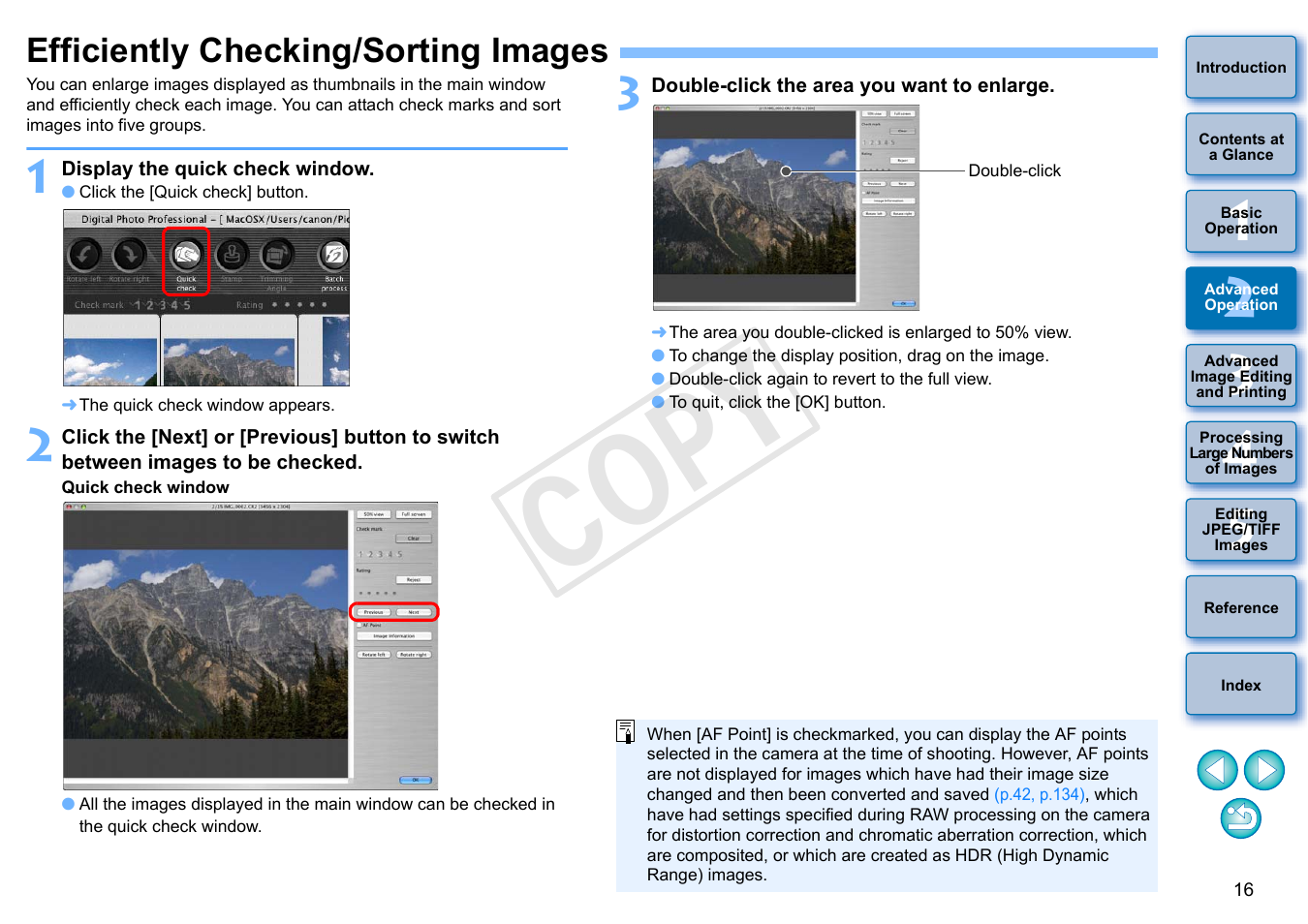 Efficiently checking/sorting images, P.16), Cop y | Canon PowerShot G1 X User Manual | Page 17 / 150