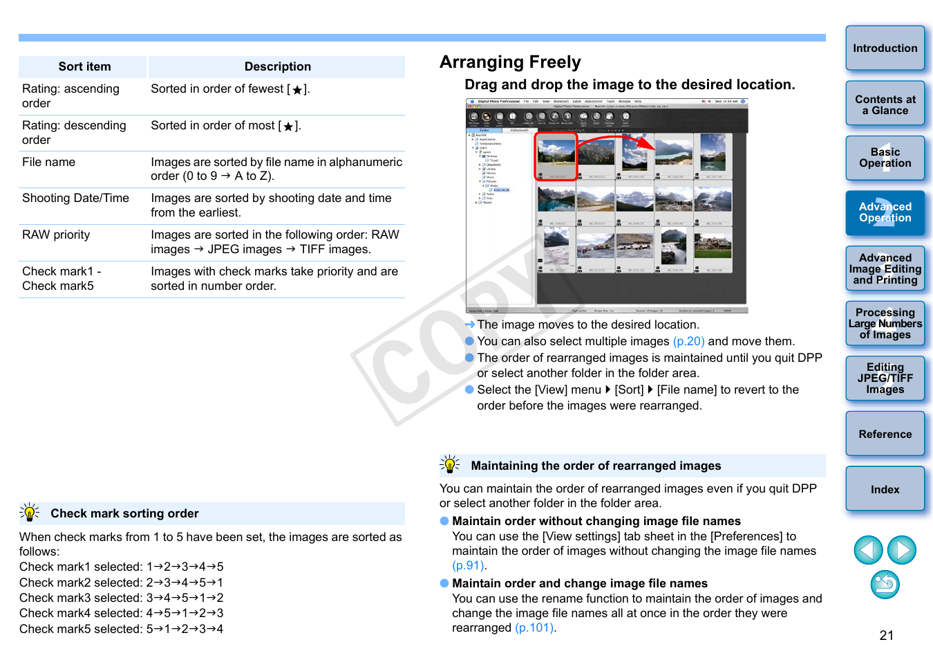 Arranging freely, Cop y | Canon PowerShot G1 X User Manual | Page 22 / 150