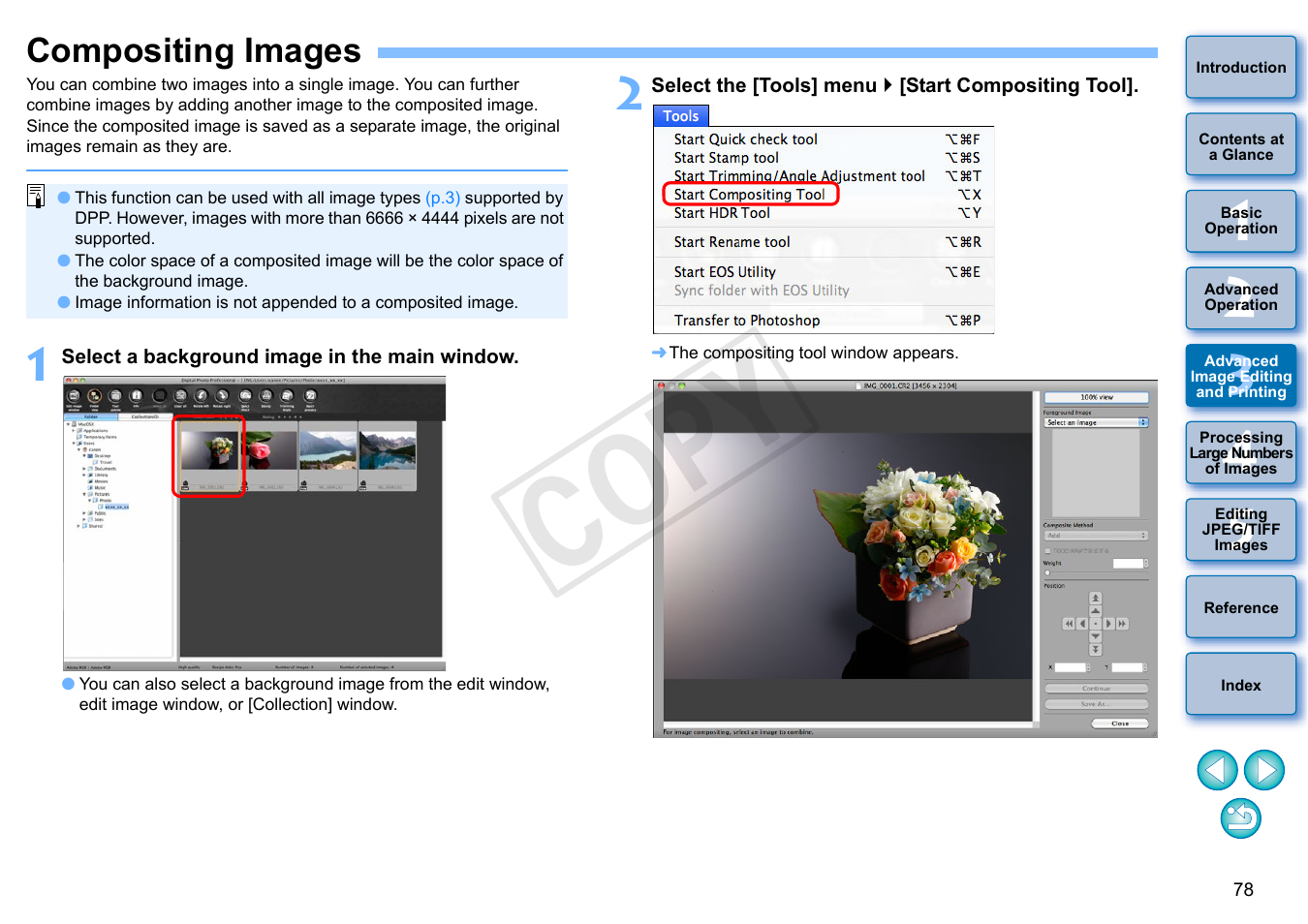 Compositing images, P.78, P.78) | Cop y | Canon PowerShot G1 X User Manual | Page 79 / 150