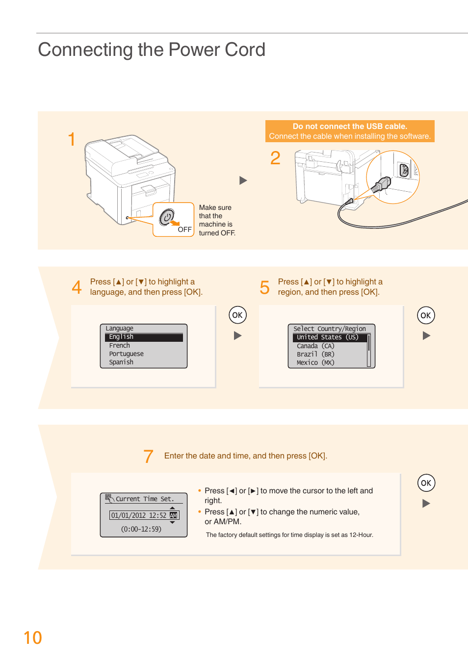 Connecting the power cord | Canon imageCLASS D530 User Manual | Page 10 / 24