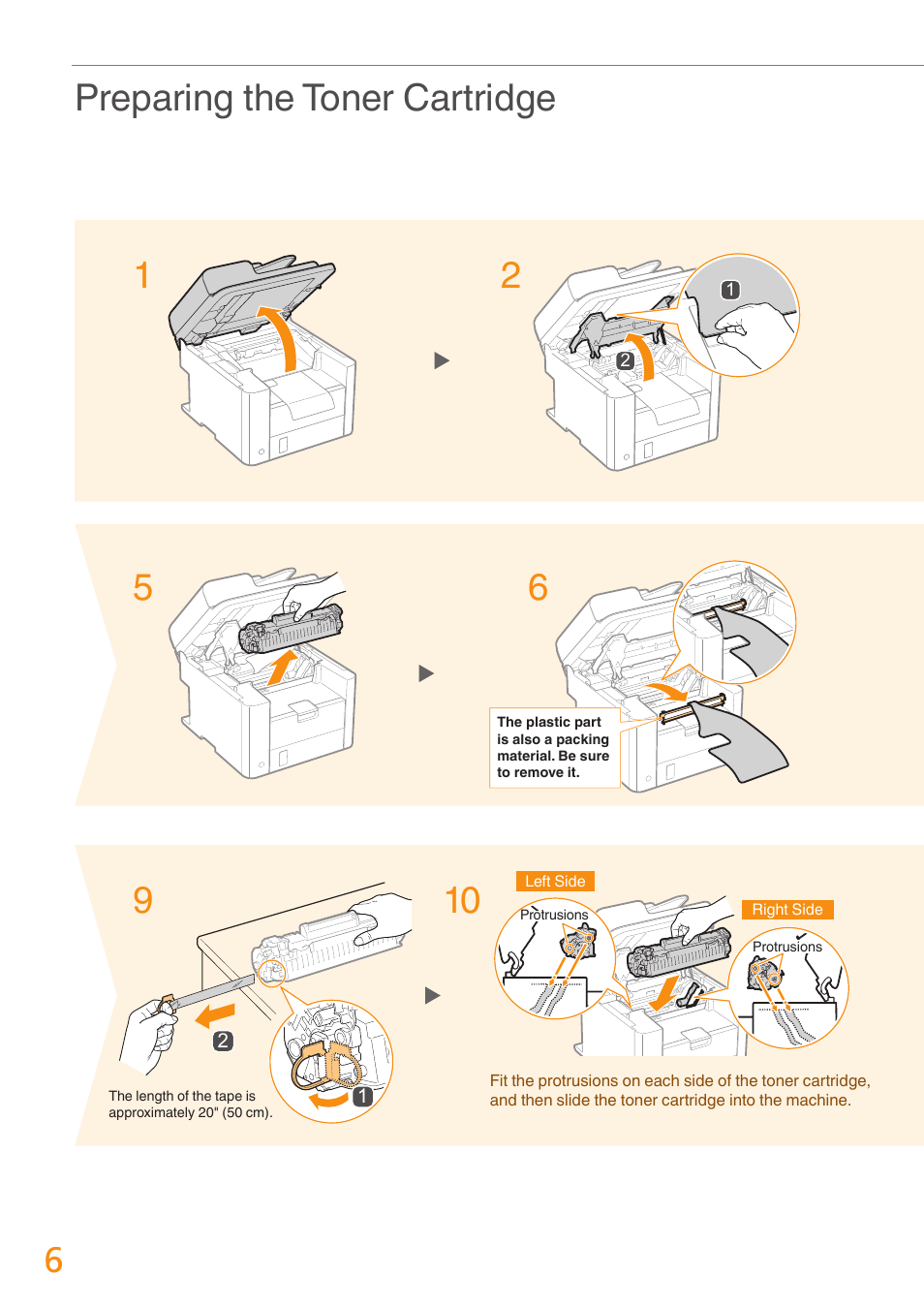 Preparing the toner cartridge | Canon imageCLASS D530 User Manual | Page 6 / 24