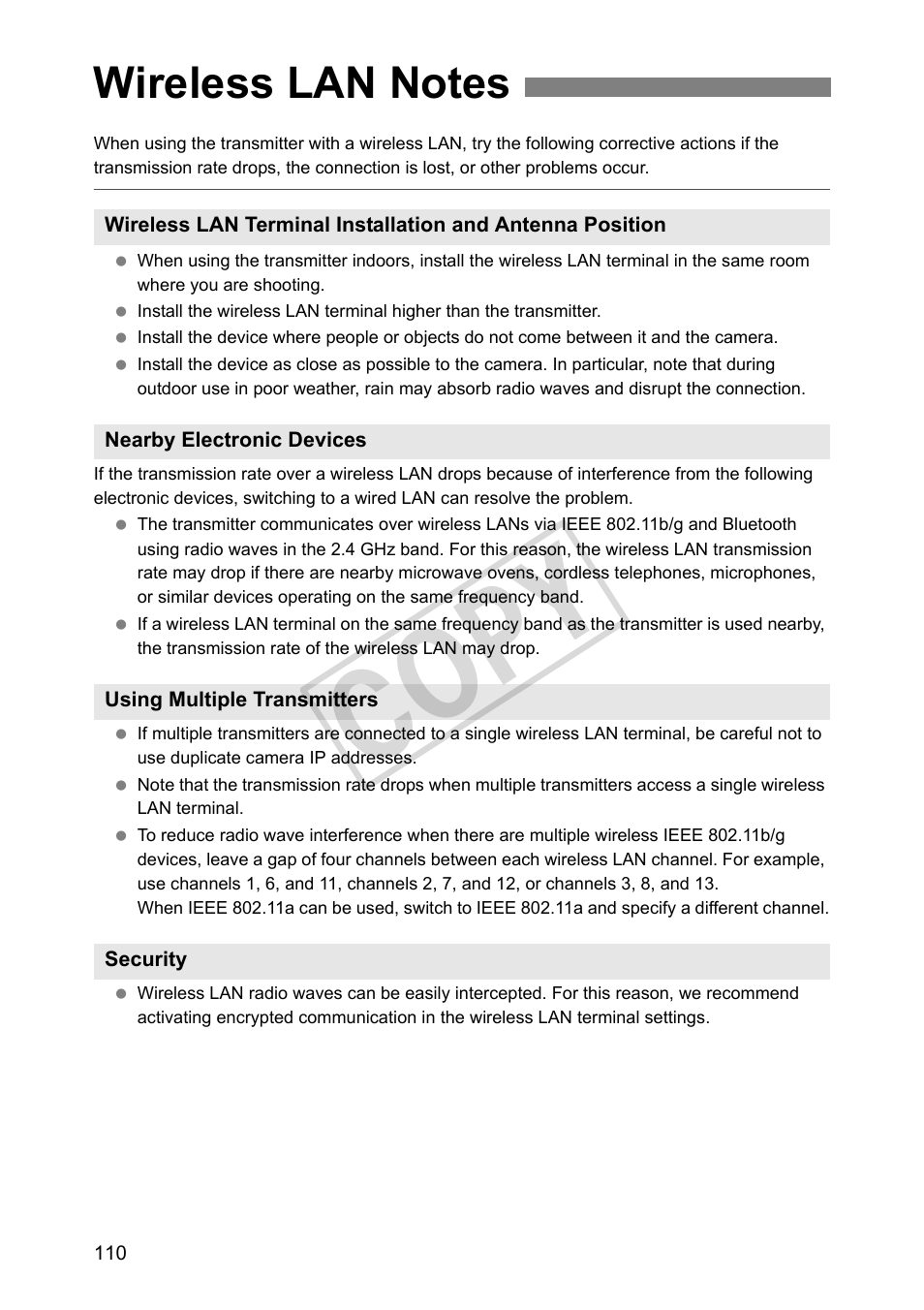Wireless lan notes, P.110), Cop y | Canon Wireless File Transmitter WFT-E4 II A User Manual | Page 110 / 128