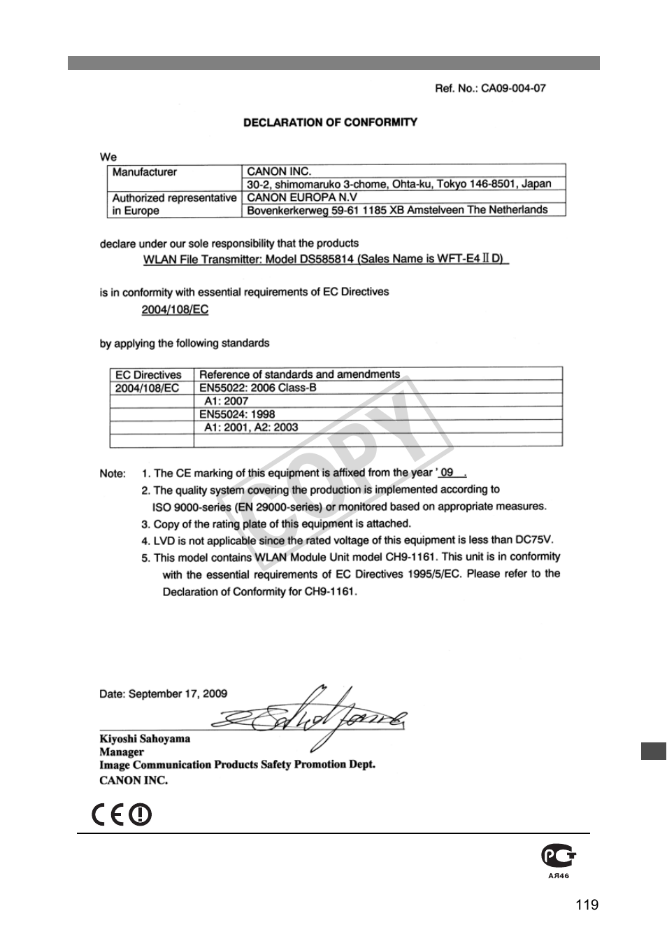 Cop y | Canon Wireless File Transmitter WFT-E4 II A User Manual | Page 119 / 128
