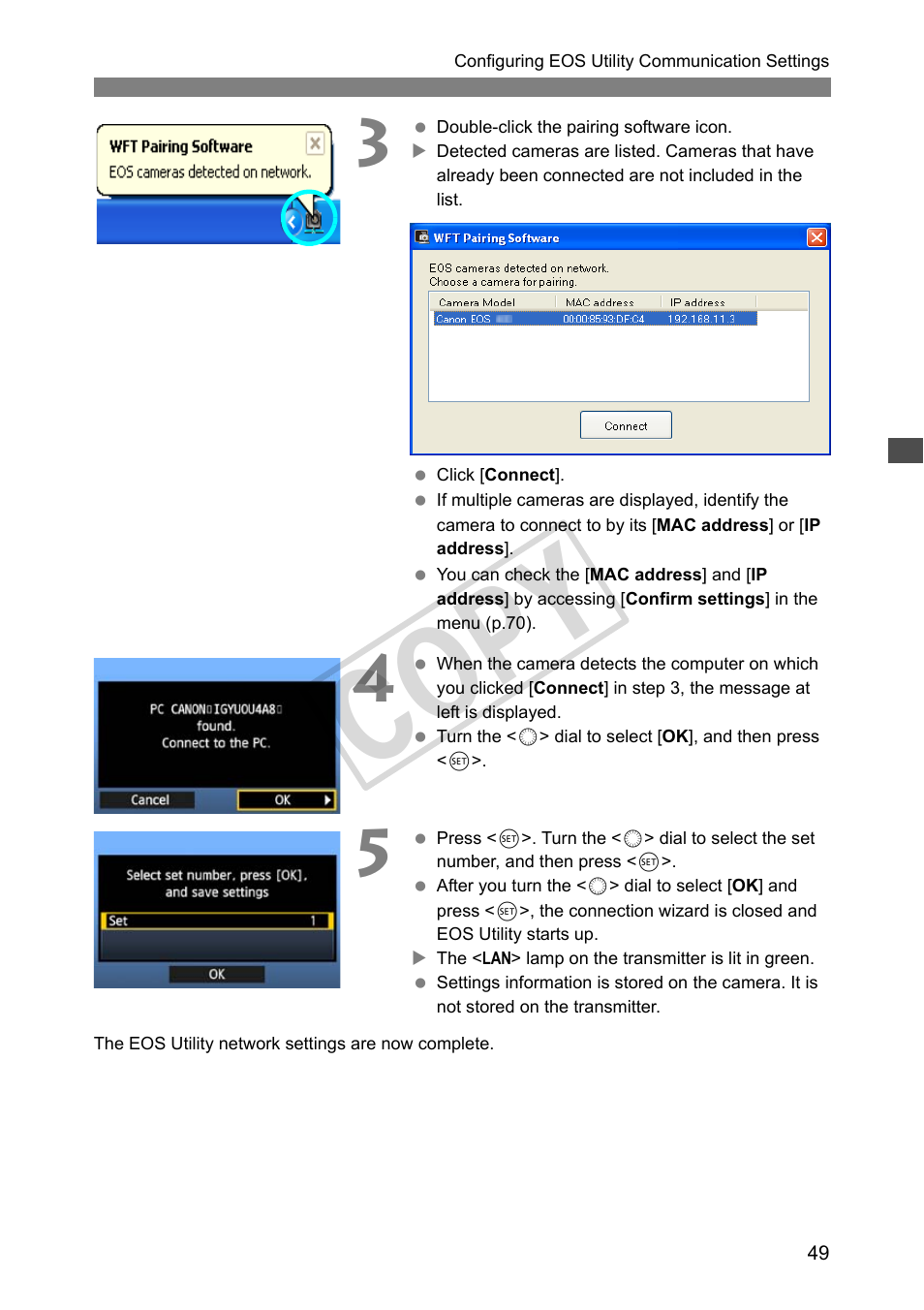 Cop y | Canon Wireless File Transmitter WFT-E4 II A User Manual | Page 49 / 128