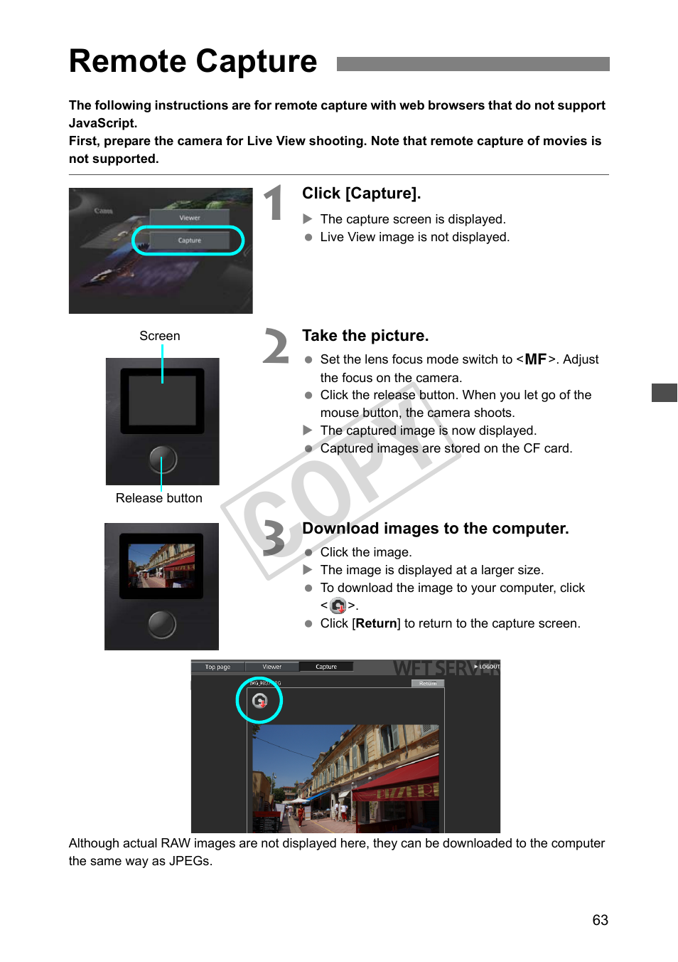 Remote capture, Cop y | Canon Wireless File Transmitter WFT-E4 II A User Manual | Page 63 / 128