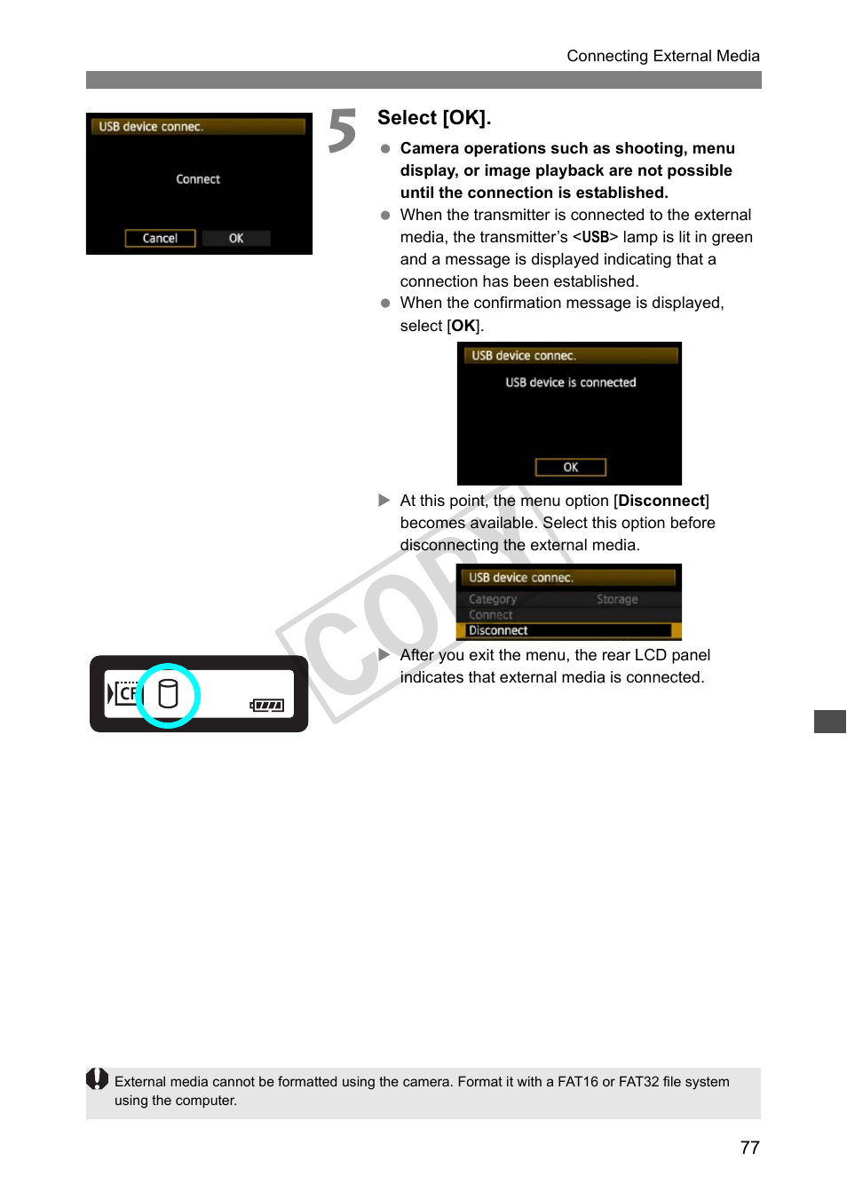 Cop y | Canon Wireless File Transmitter WFT-E4 II A User Manual | Page 77 / 128