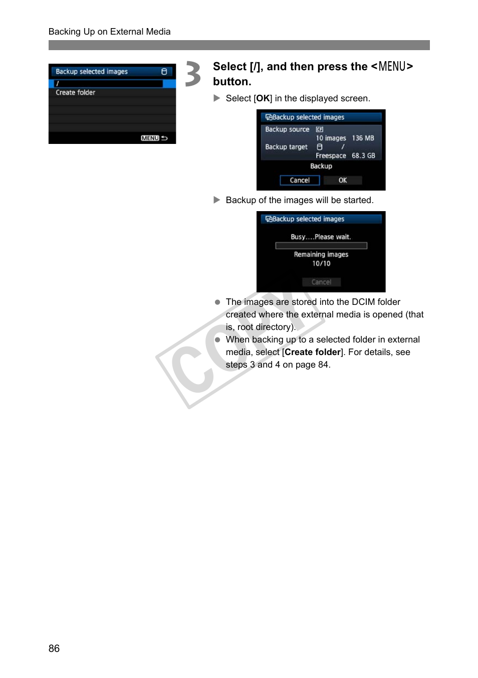 Cop y | Canon Wireless File Transmitter WFT-E4 II A User Manual | Page 86 / 128