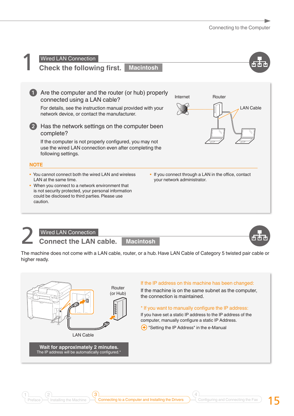 Check the following fi rst, Connect the lan cable | Canon imageCLASS MF4770n User Manual | Page 15 / 36