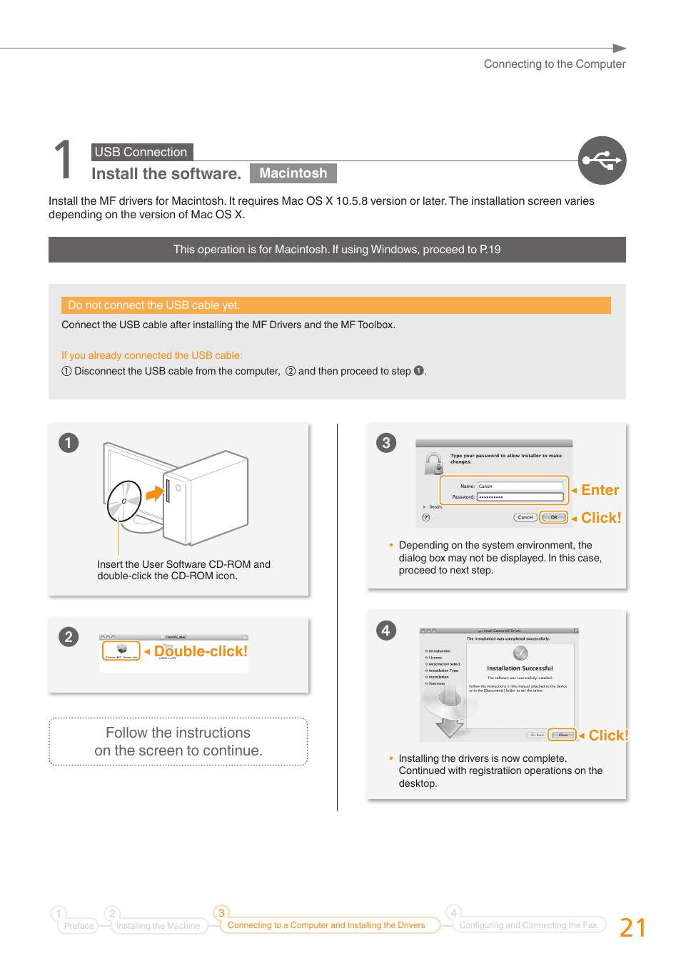Install the software | Canon imageCLASS MF4770n User Manual | Page 21 / 36