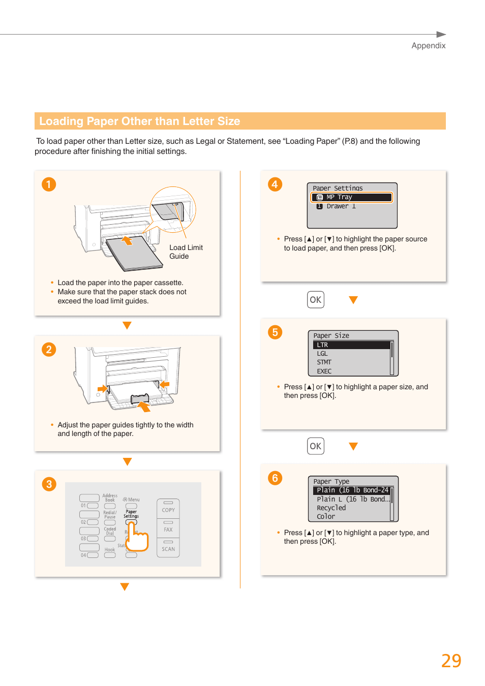 Loading paper other than letter size | Canon imageCLASS MF4770n User Manual | Page 29 / 36