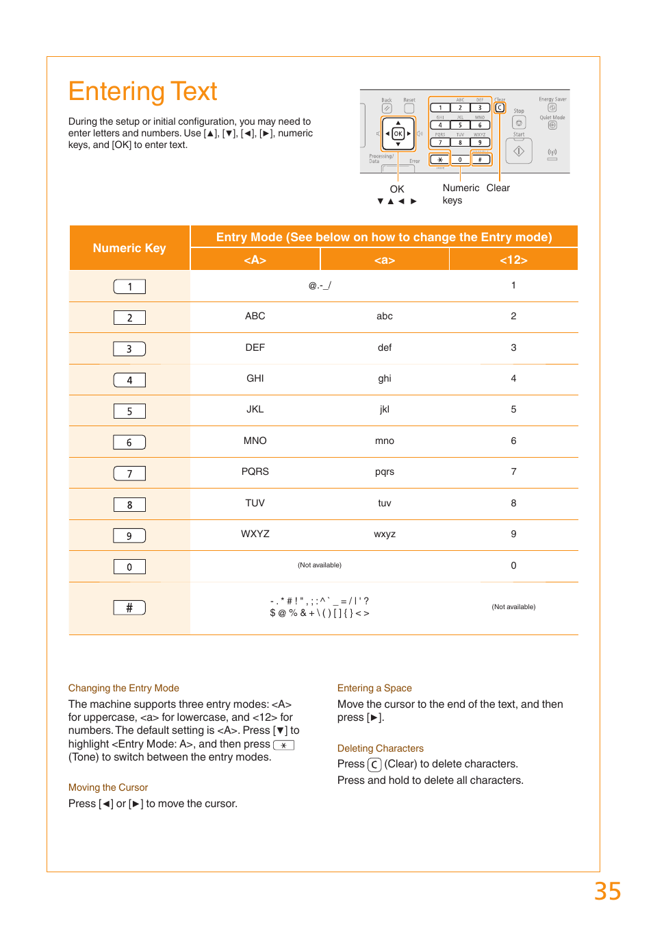 Entering text | Canon imageCLASS MF4770n User Manual | Page 35 / 36