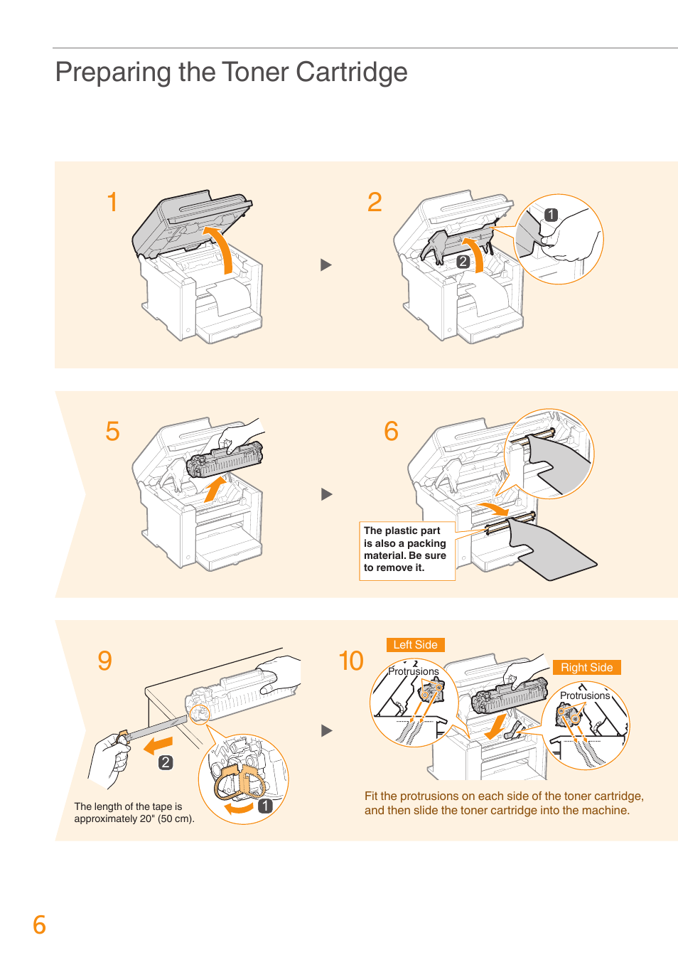 Preparing the toner cartridge | Canon imageCLASS MF4770n User Manual | Page 6 / 36