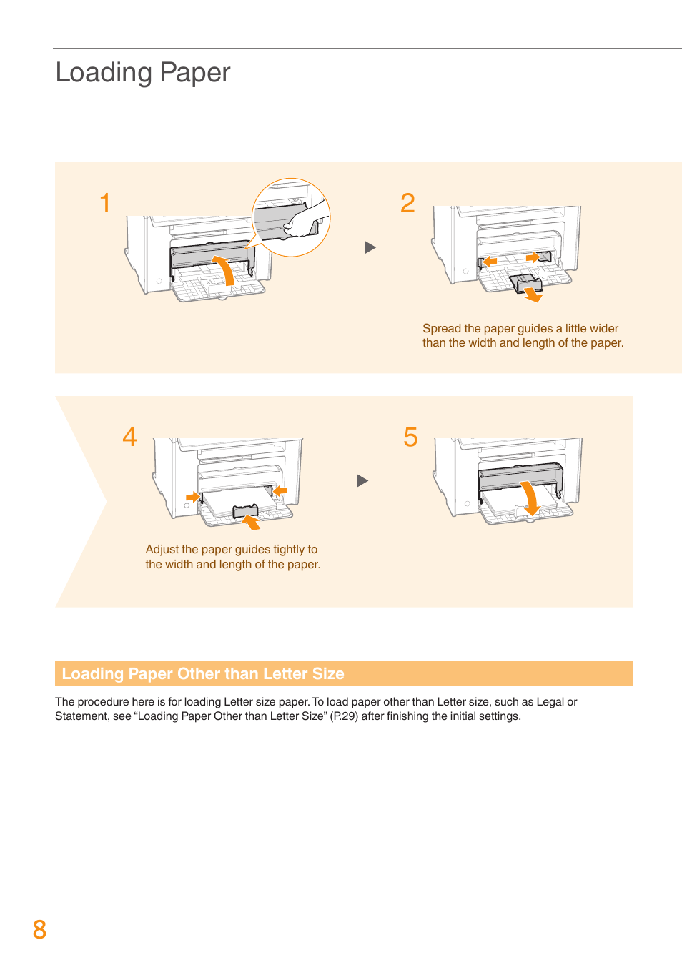 Loading paper | Canon imageCLASS MF4770n User Manual | Page 8 / 36