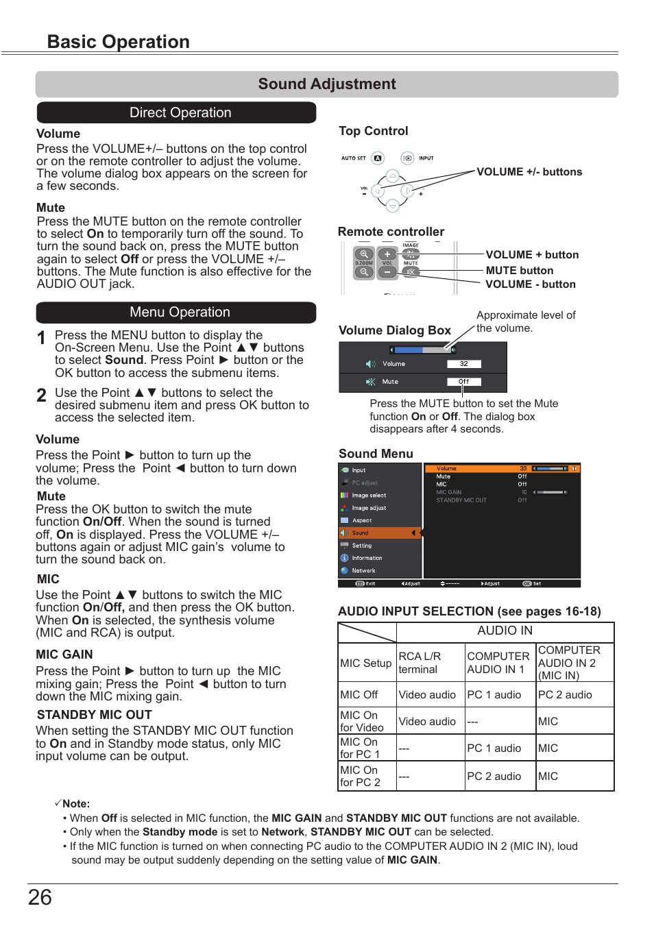 Sound adjustment, Basic operation 1 2 | Canon LV 7490 User Manual | Page 26 / 78