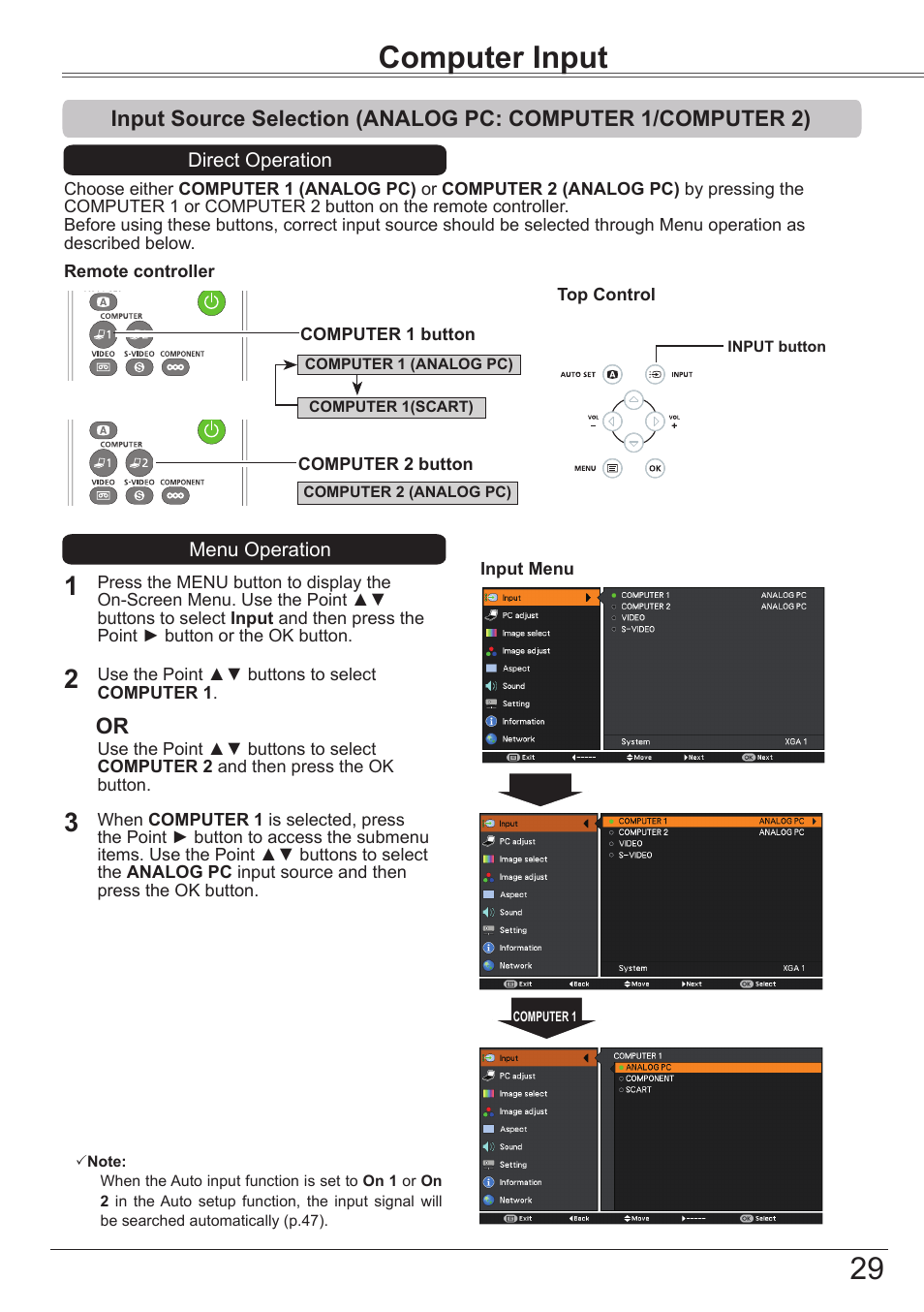 Computer input, Basic operation | Canon LV 7490 User Manual | Page 29 / 78