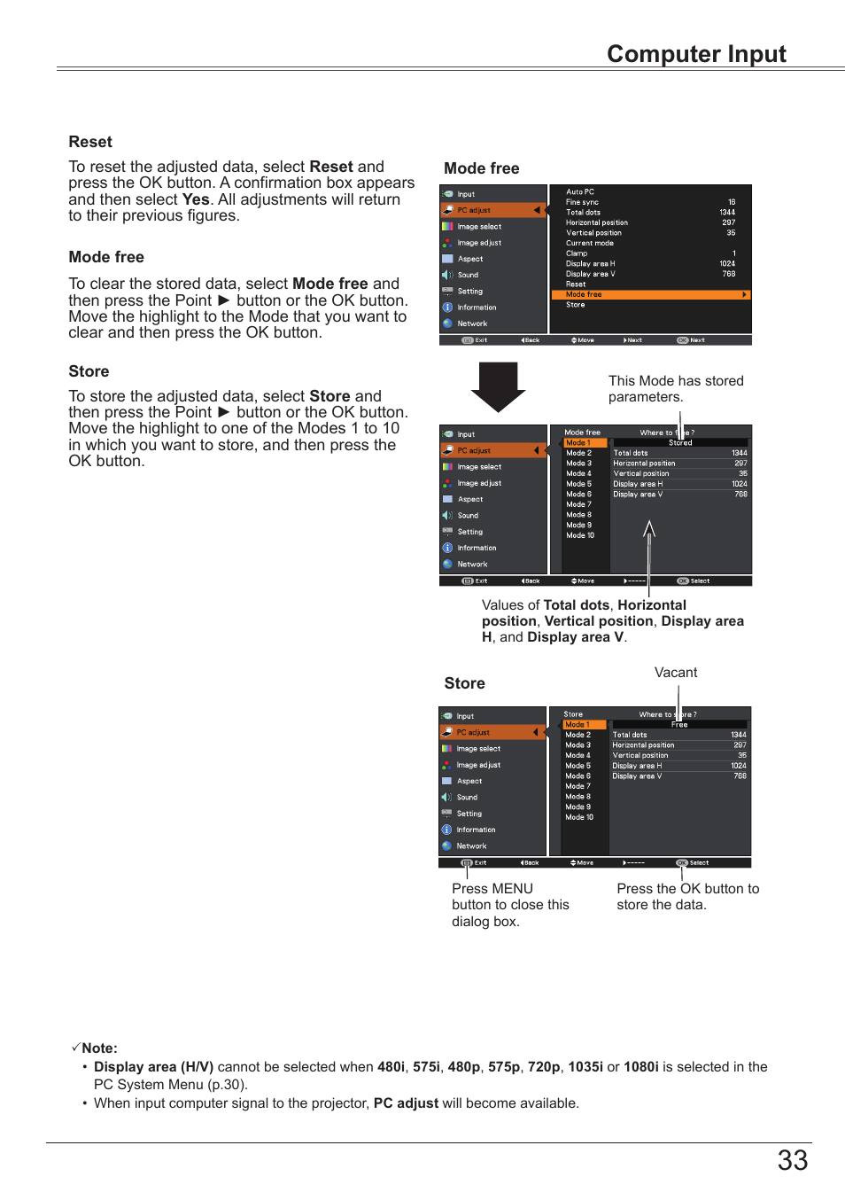 Computer input | Canon LV 7490 User Manual | Page 33 / 78