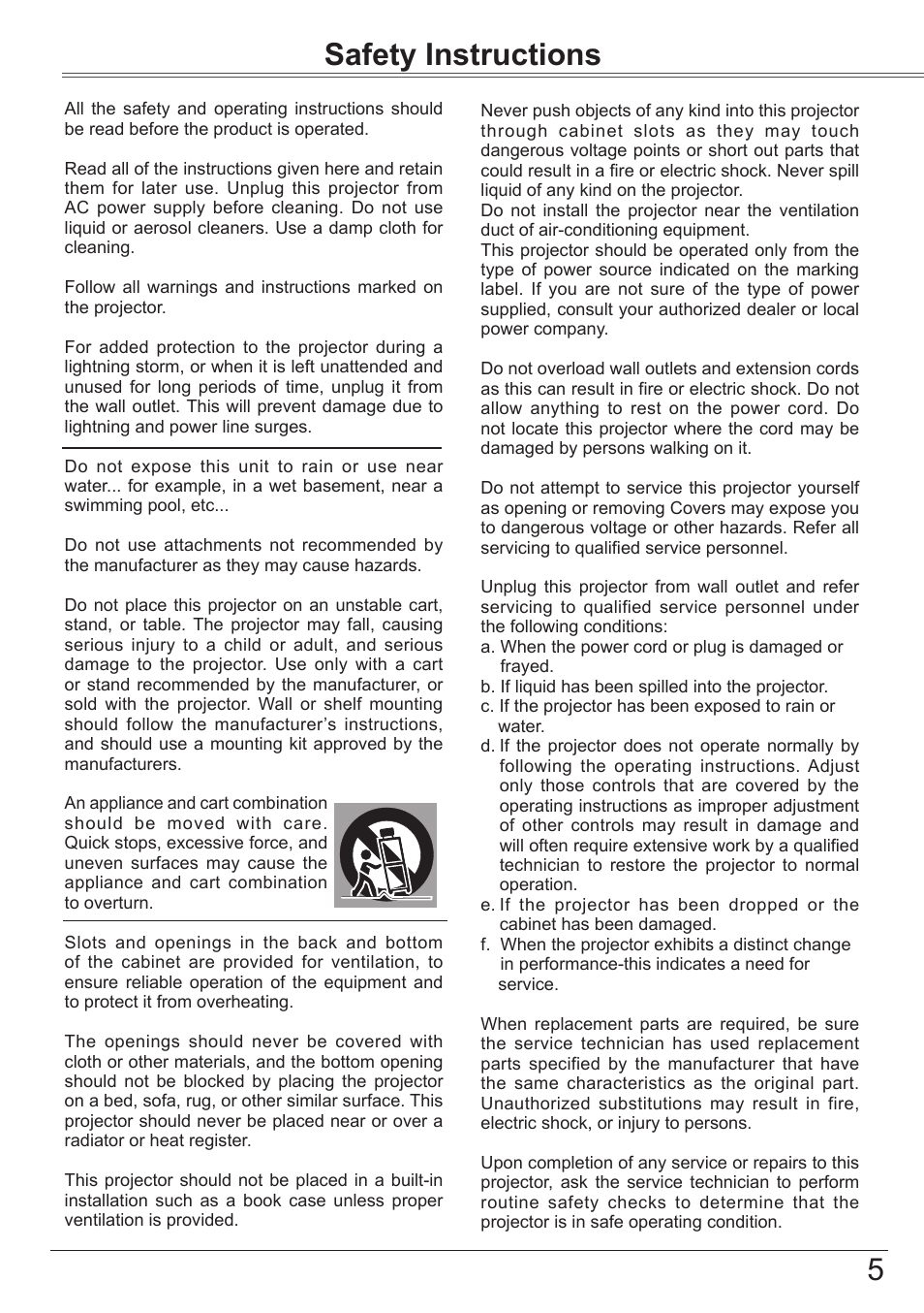 Safety instructions, 5to the owner safety instructions | Canon LV 7490 User Manual | Page 5 / 78