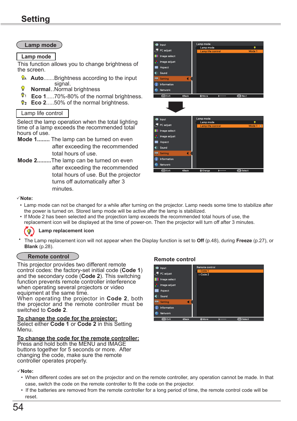 Setting | Canon LV 7490 User Manual | Page 54 / 78