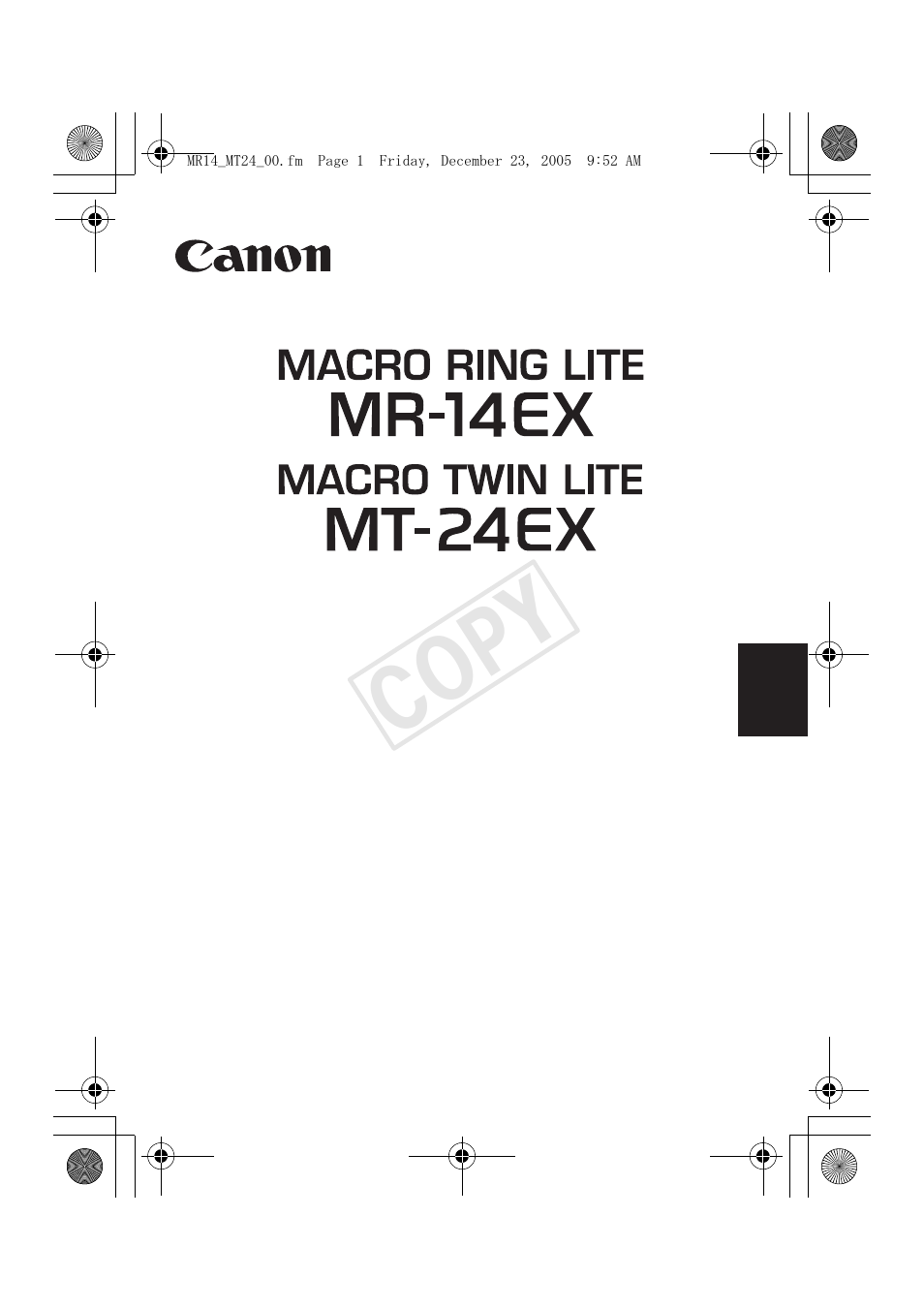 Cop y | Canon Macro Twin Lite MT-24EX User Manual | Page 3 / 136