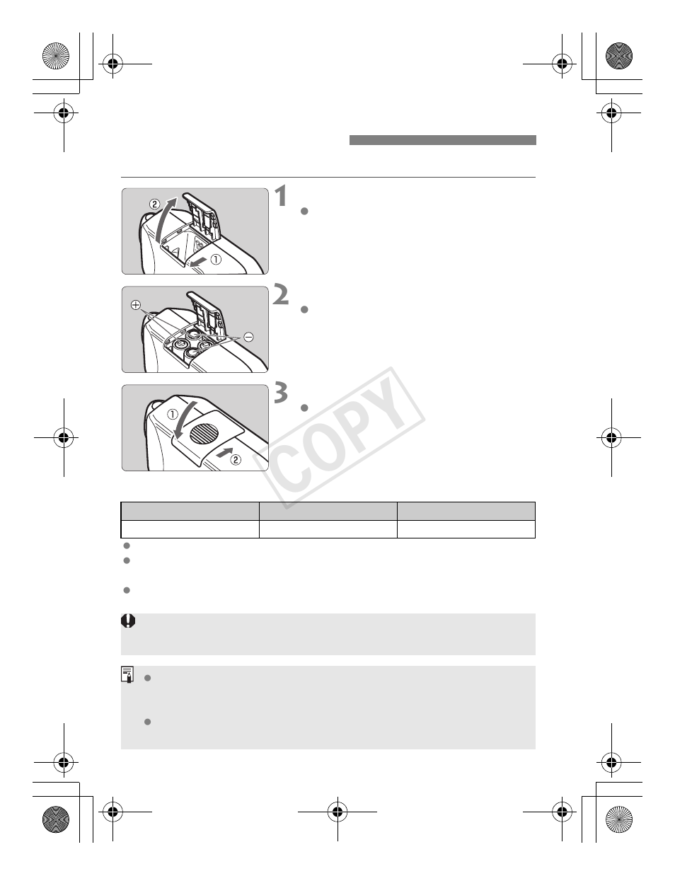 Cop y, Mise en place des piles | Canon Macro Twin Lite MT-24EX User Manual | Page 56 / 136