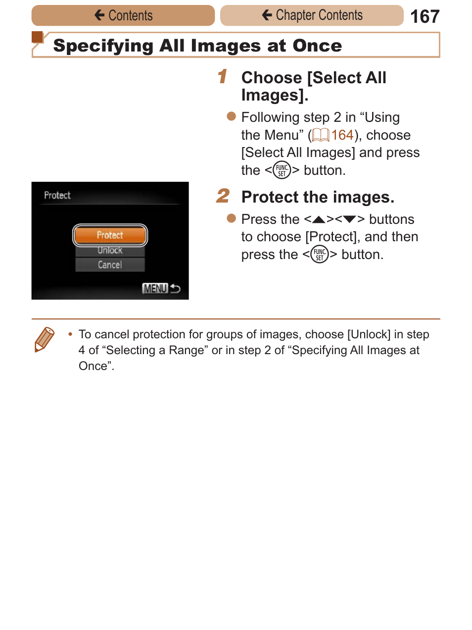 Specifying all images at once | Canon PowerShot ELPH 115 IS User Manual | Page 167 / 335