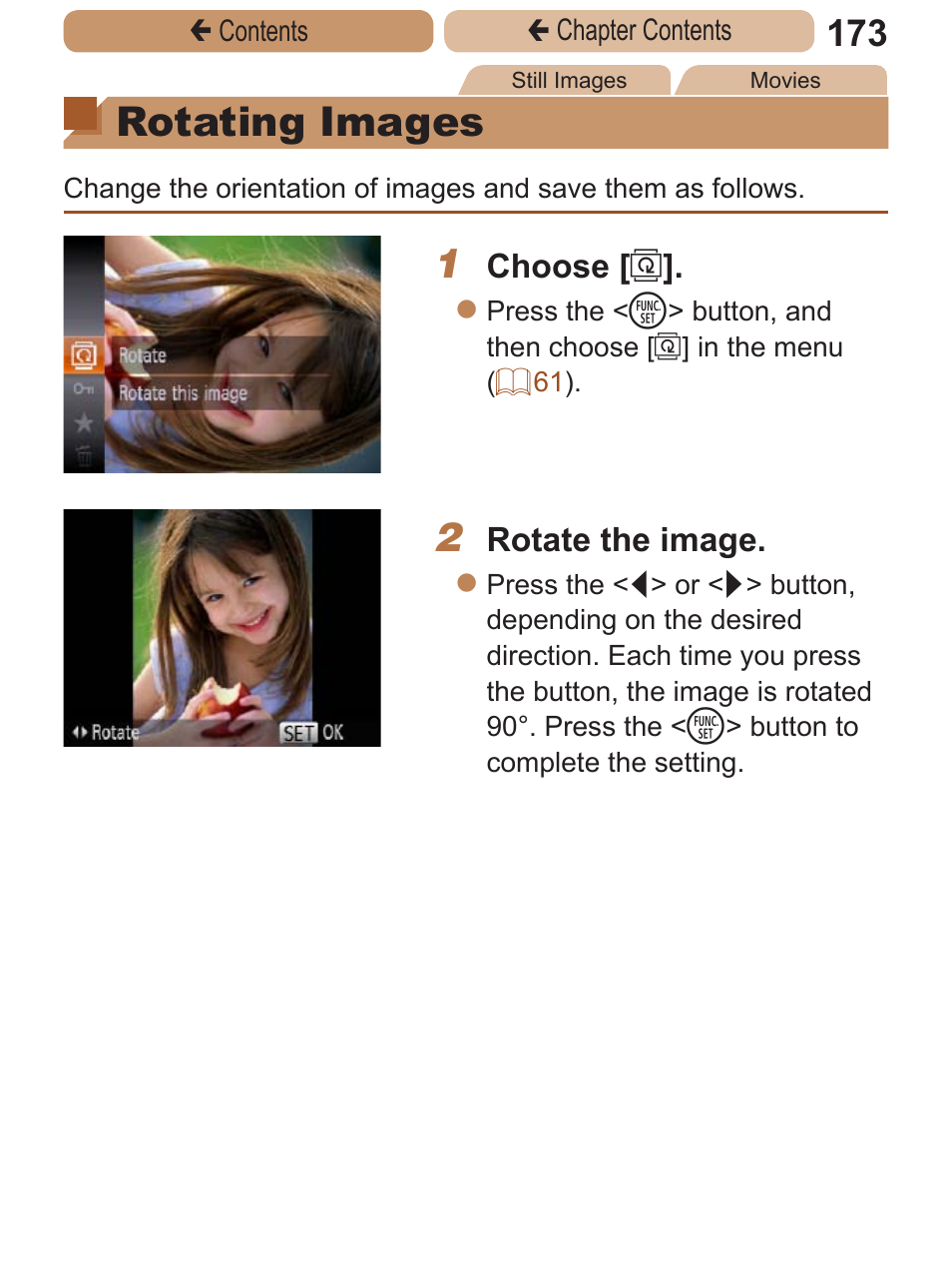 Rotating images | Canon PowerShot ELPH 115 IS User Manual | Page 173 / 335