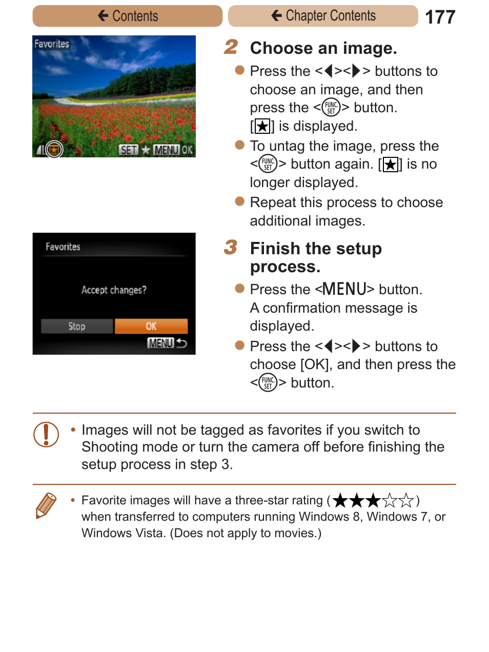 Choose an image, Finish the setup process | Canon PowerShot ELPH 115 IS User Manual | Page 177 / 335