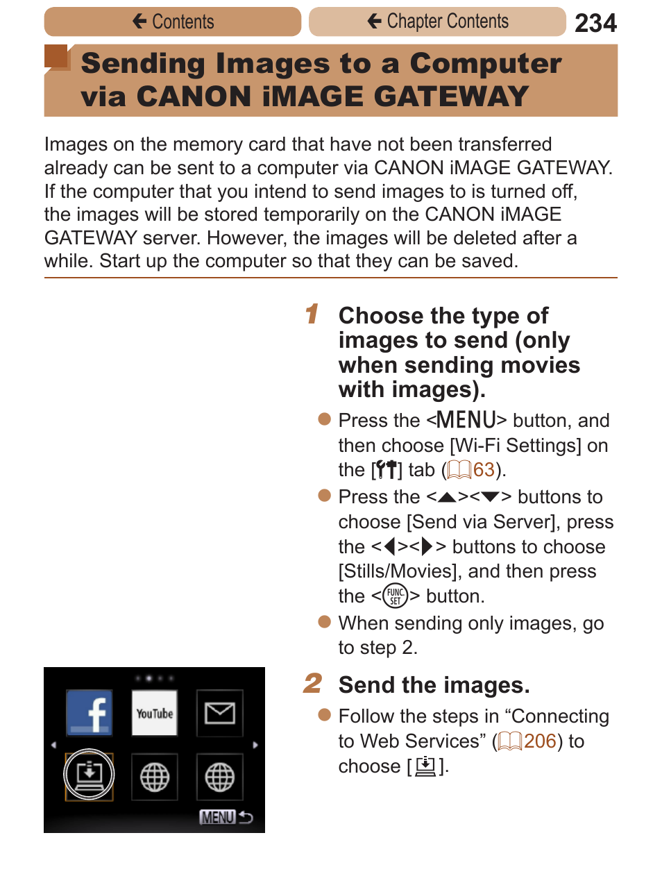 Sending images to a, Computer via canon, Image gateway | Canon PowerShot ELPH 115 IS User Manual | Page 234 / 335