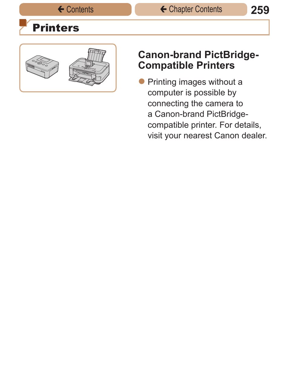 Printers | Canon PowerShot ELPH 115 IS User Manual | Page 259 / 335
