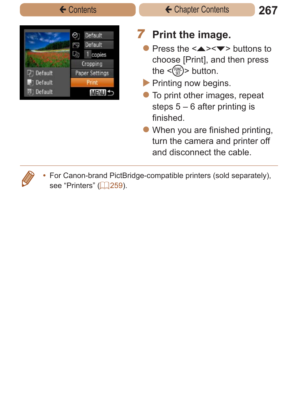 Print the image | Canon PowerShot ELPH 115 IS User Manual | Page 267 / 335
