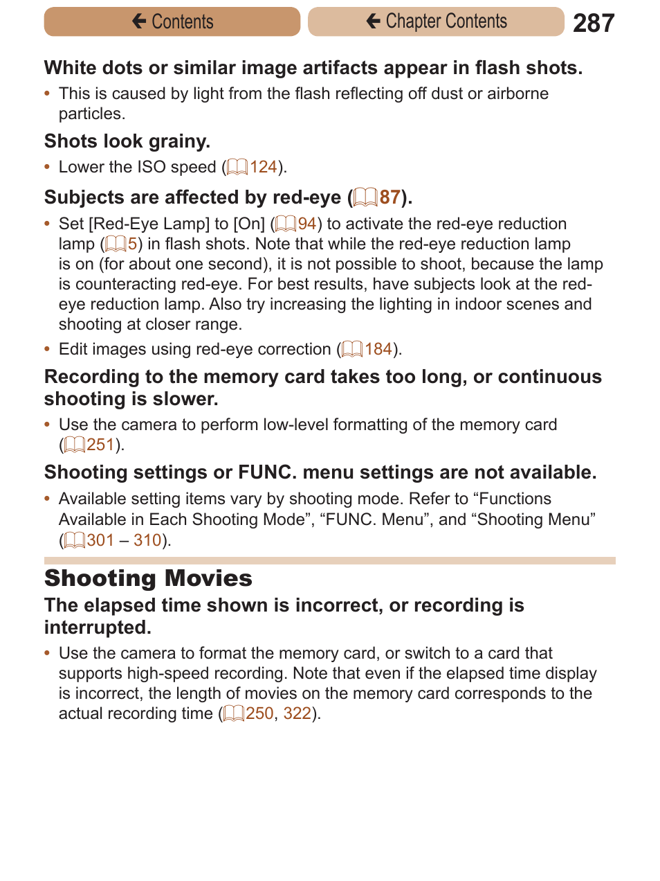Shooting movies, Çcontents ç chapter contents | Canon PowerShot ELPH 115 IS User Manual | Page 287 / 335