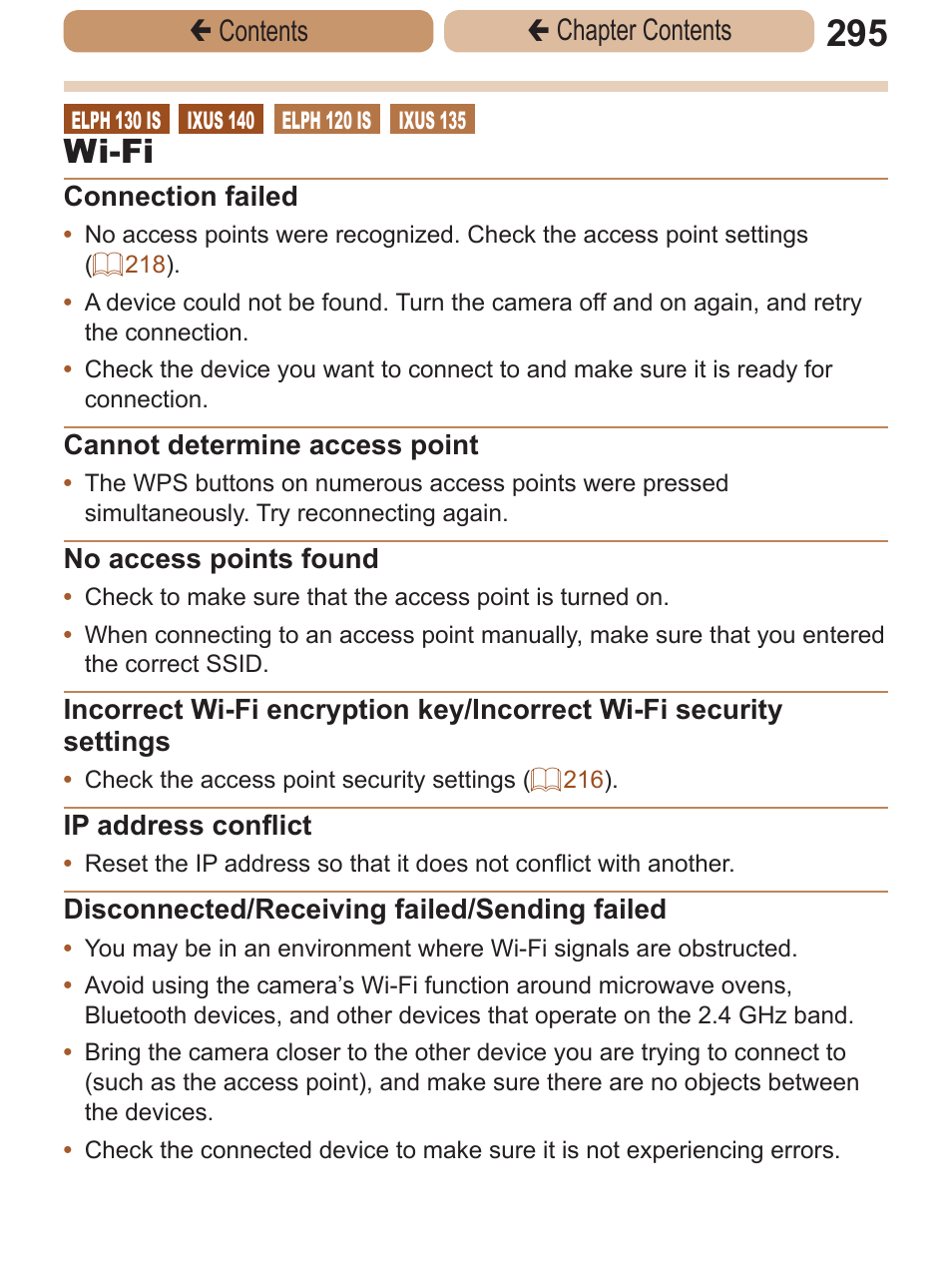 Wi-fi, Çcontents ç chapter contents | Canon PowerShot ELPH 115 IS User Manual | Page 295 / 335