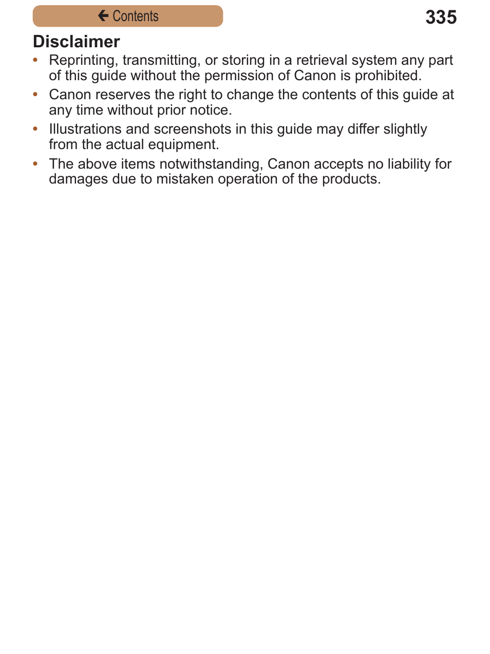 Disclaimer | Canon PowerShot ELPH 115 IS User Manual | Page 335 / 335