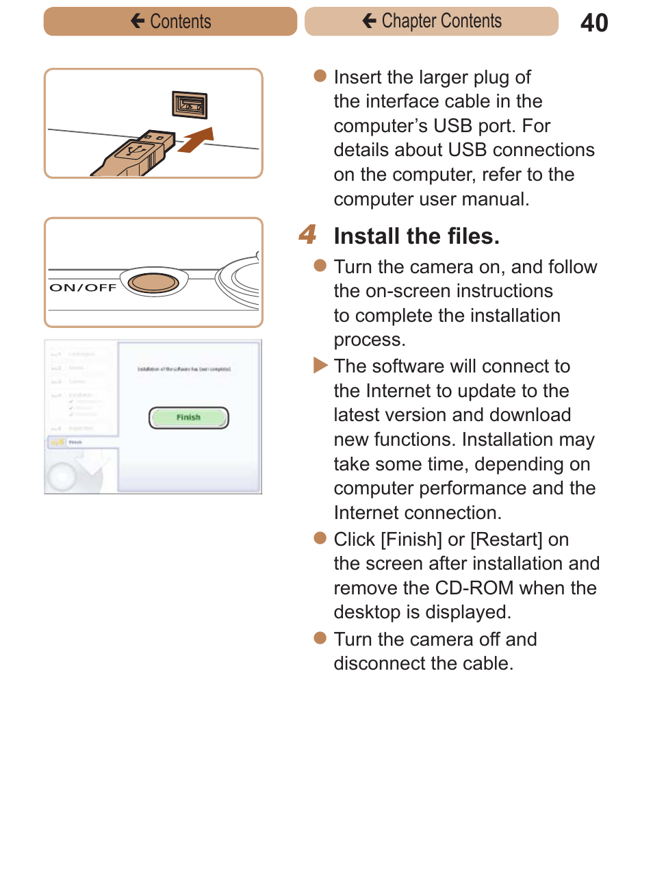 Install the files | Canon PowerShot ELPH 115 IS User Manual | Page 40 / 335