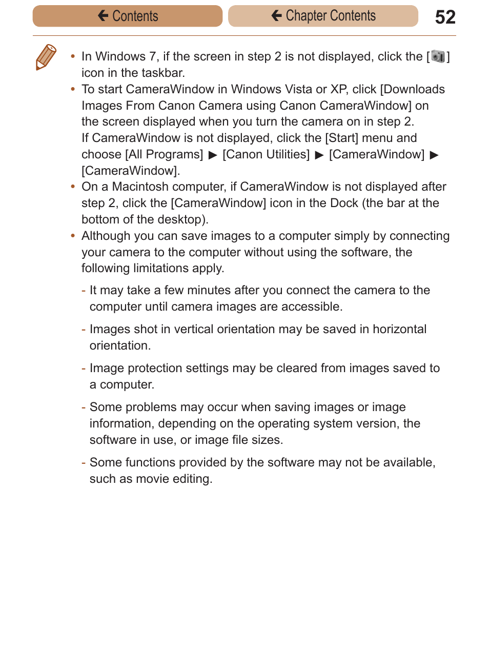 Çcontents ç chapter contents | Canon PowerShot ELPH 115 IS User Manual | Page 52 / 335