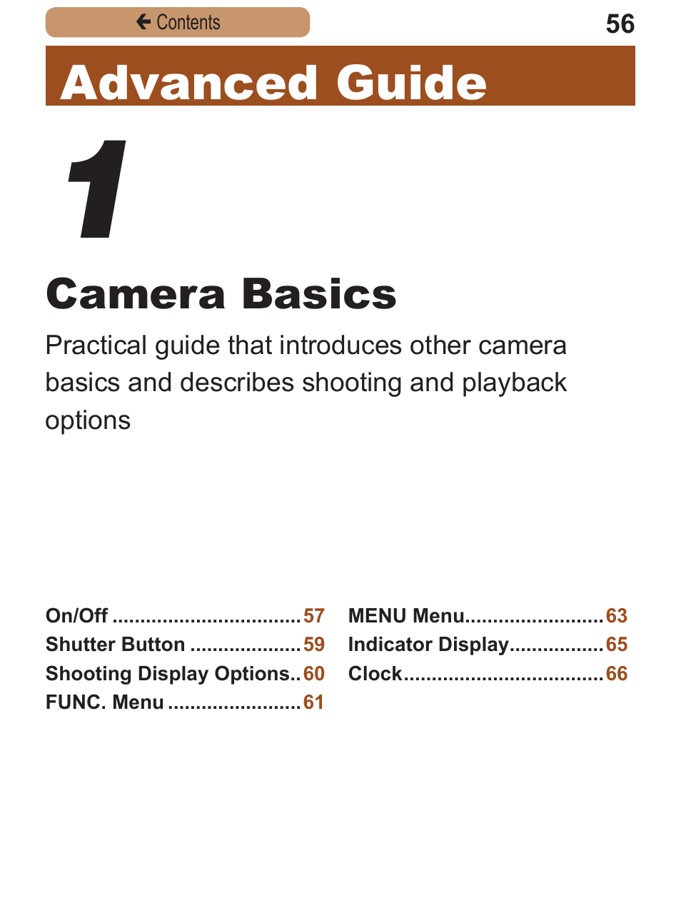 Advanced guide, Camera basics | Canon PowerShot ELPH 115 IS User Manual | Page 56 / 335