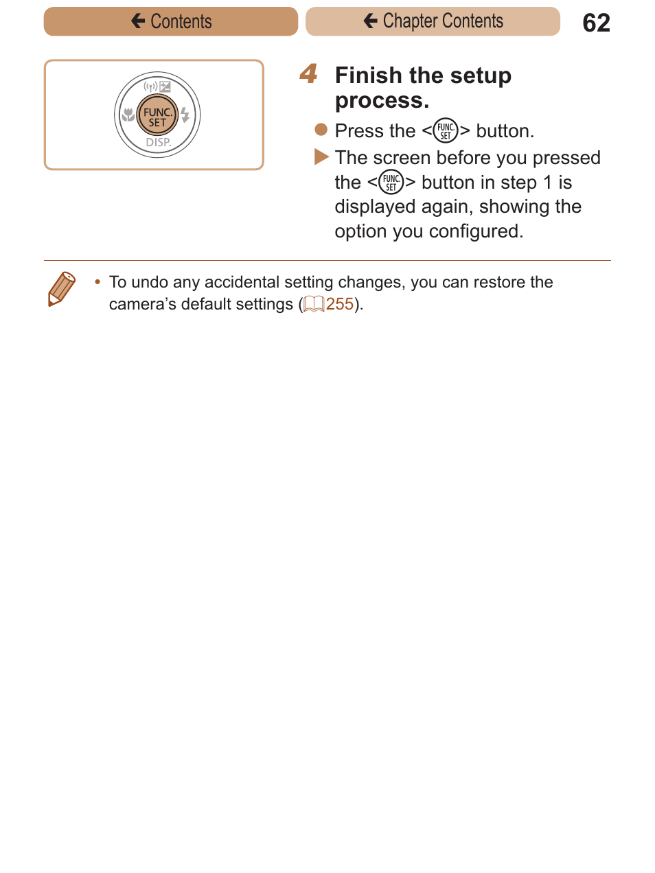 Finish the setup process | Canon PowerShot ELPH 115 IS User Manual | Page 62 / 335
