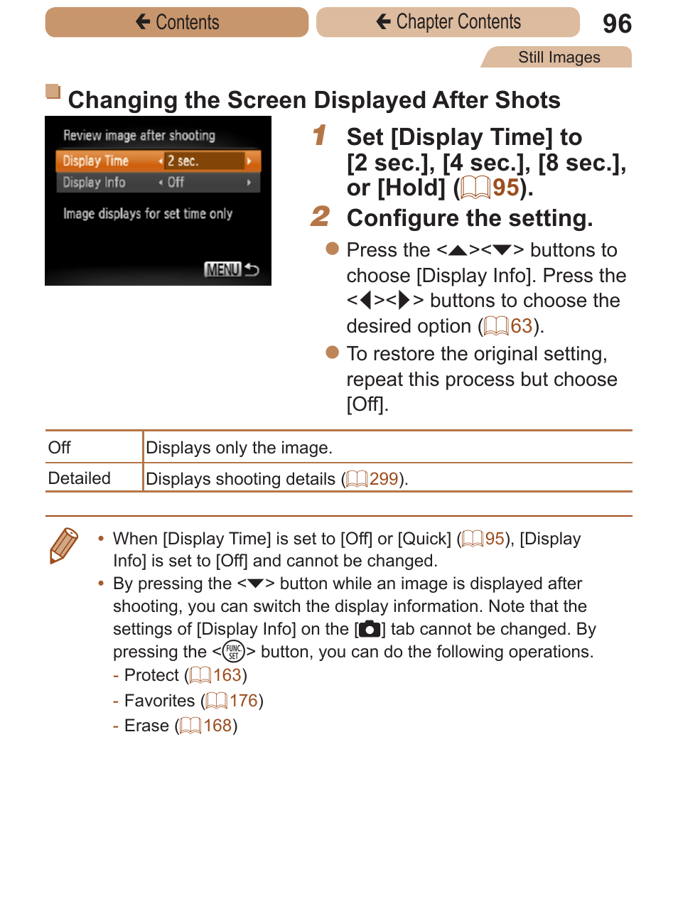 Changing the screen displayed after shots, Configure the setting | Canon PowerShot ELPH 115 IS User Manual | Page 96 / 335