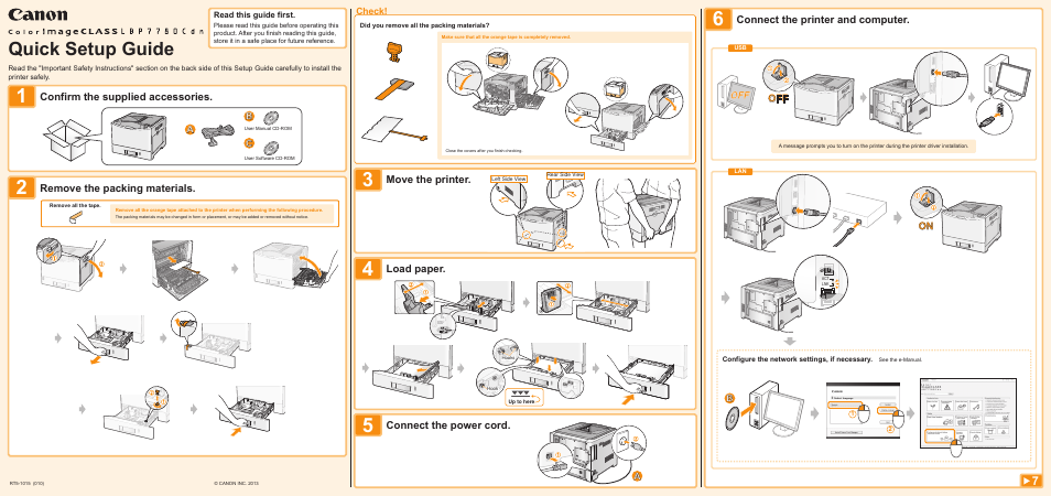 Canon Color imageCLASS LBP7780Cdn User Manual | 2 pages