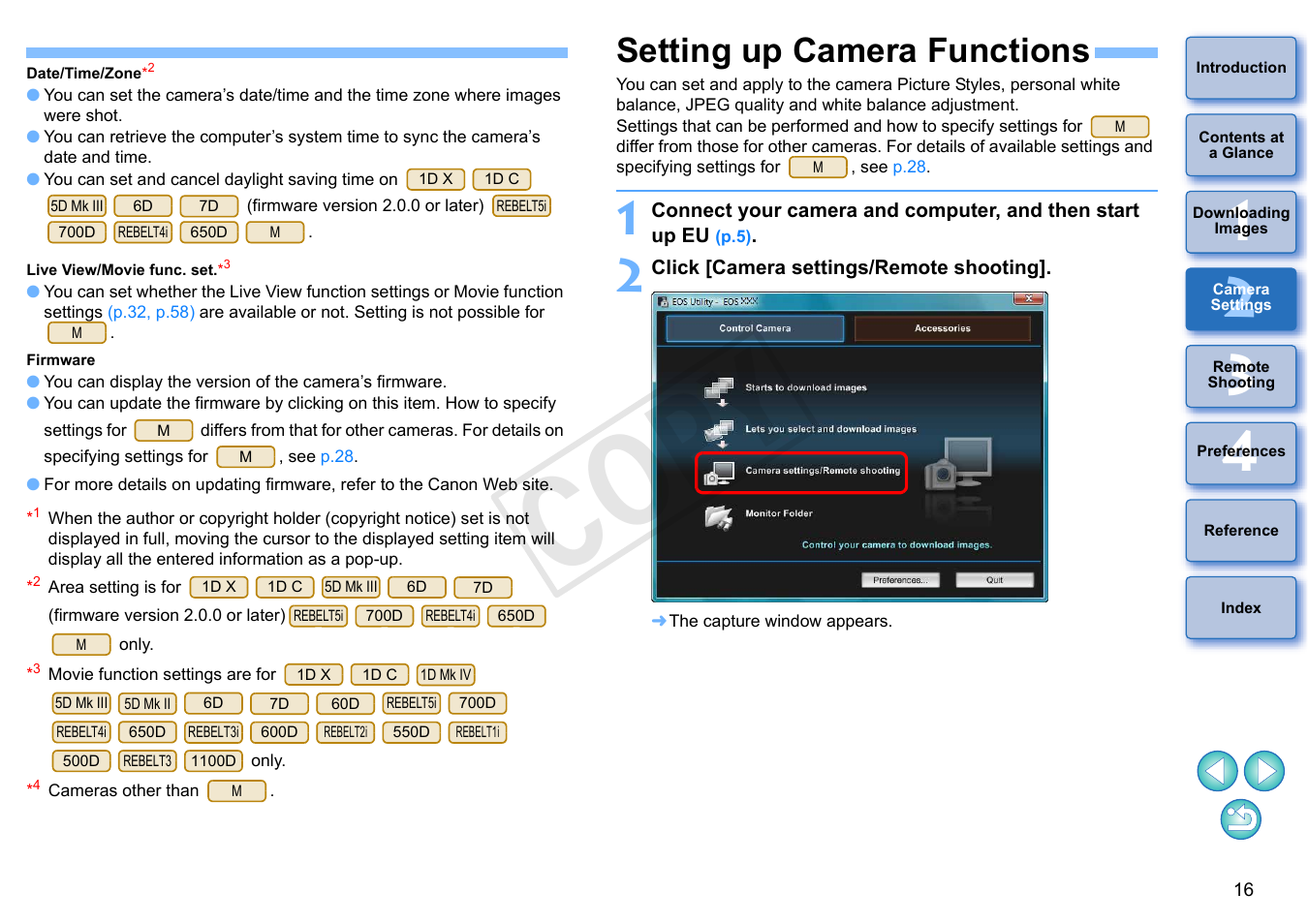 Setting up camera functions, Cop y | Canon EOS Rebel T5i 18-55mm IS STM Lens Kit User Manual | Page 17 / 110