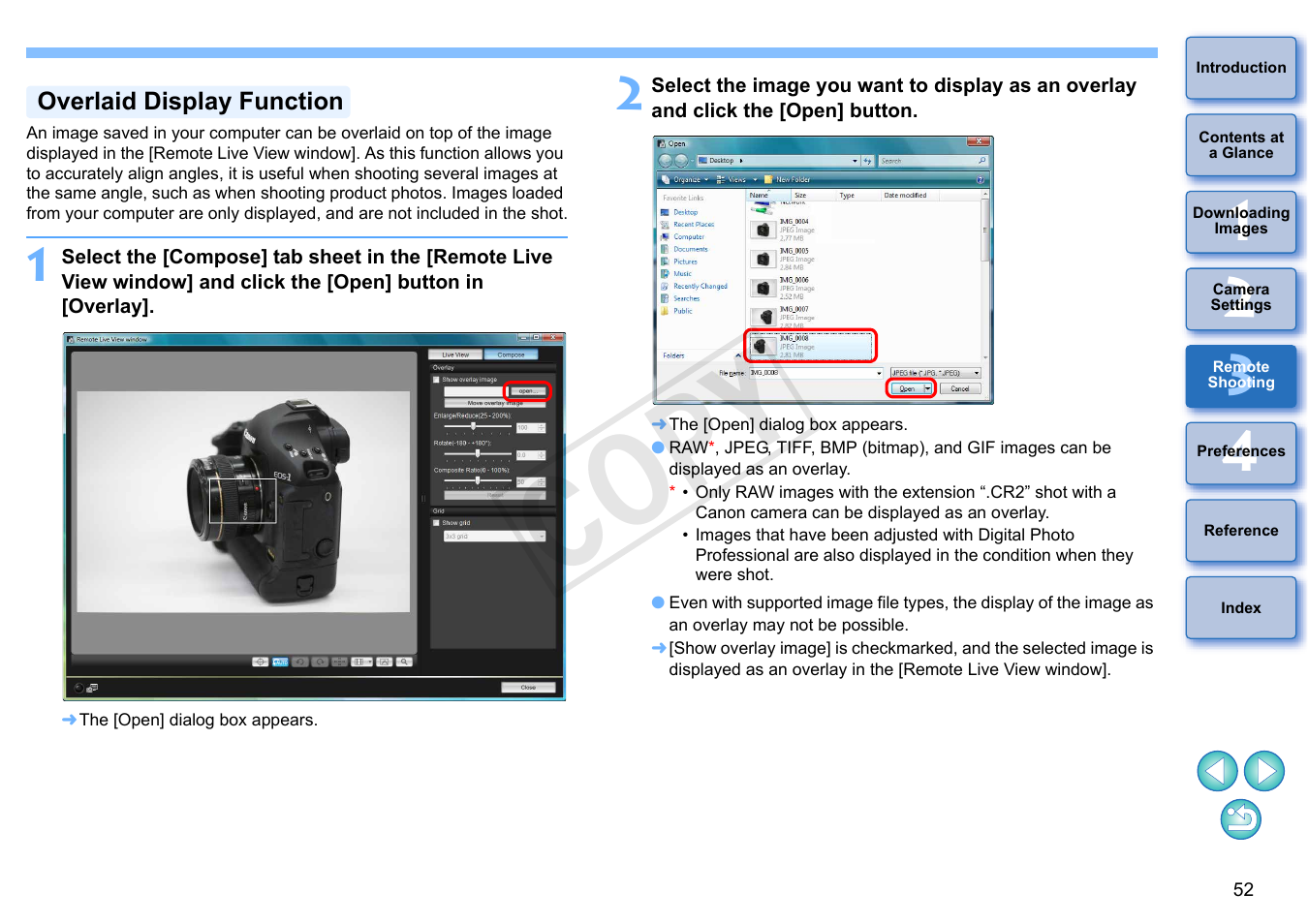 P.52, Overlaid display function, Cop y | Canon EOS Rebel T5i 18-55mm IS STM Lens Kit User Manual | Page 53 / 110