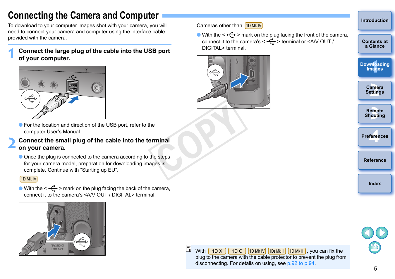 Connecting the camera and computer, Cop y | Canon EOS Rebel T5i 18-55mm IS STM Lens Kit User Manual | Page 6 / 110