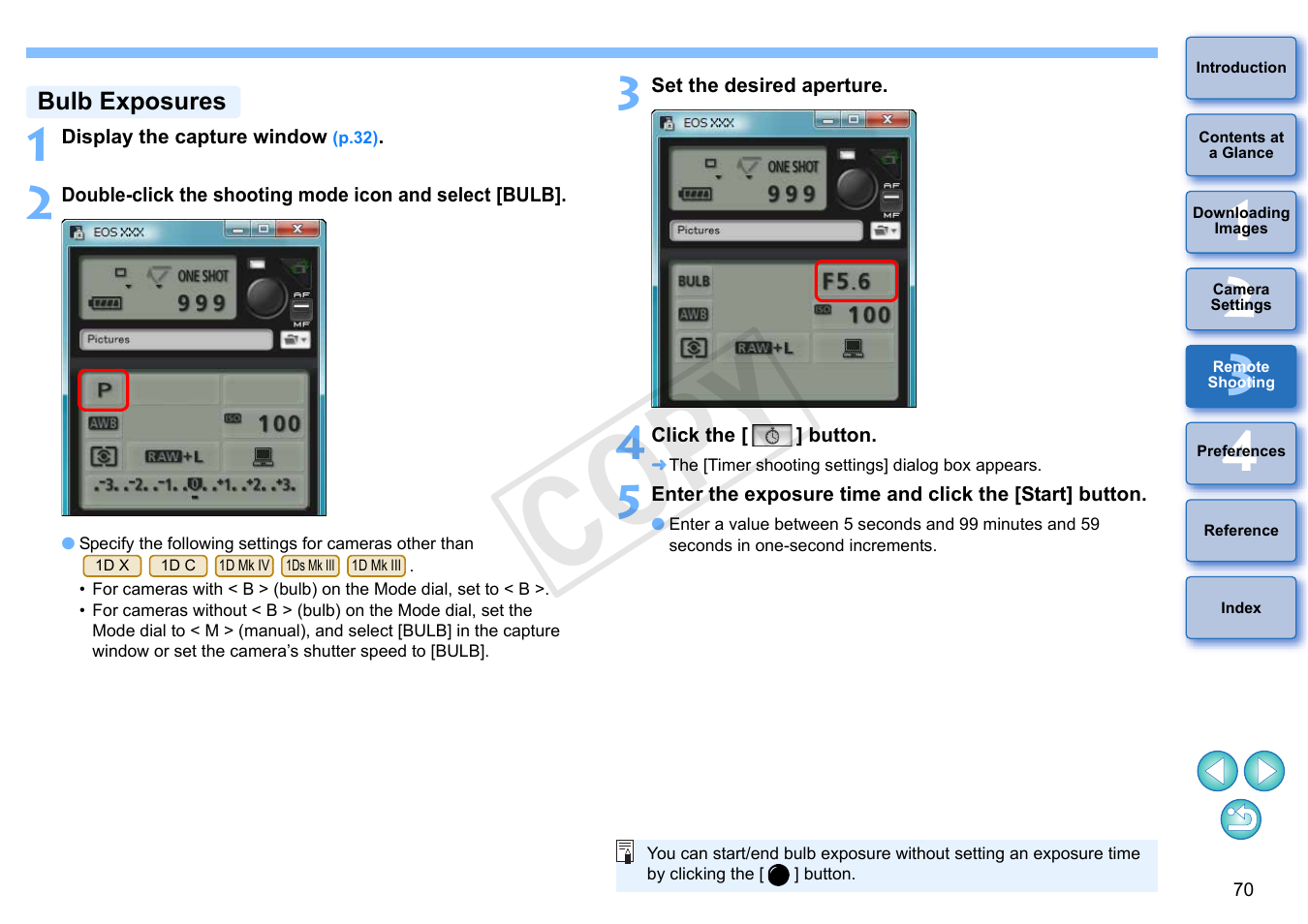 Bulb exposures, Cop y | Canon EOS Rebel T5i 18-55mm IS STM Lens Kit User Manual | Page 71 / 110