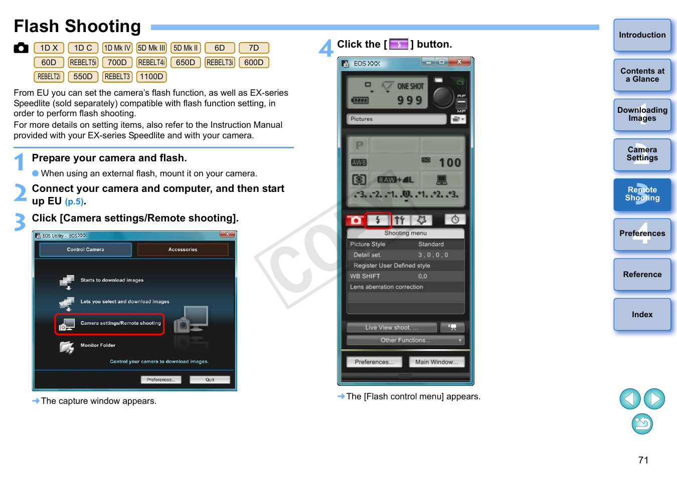 Flash shooting, P.71, Cop y | Canon EOS Rebel T5i 18-55mm IS STM Lens Kit User Manual | Page 72 / 110